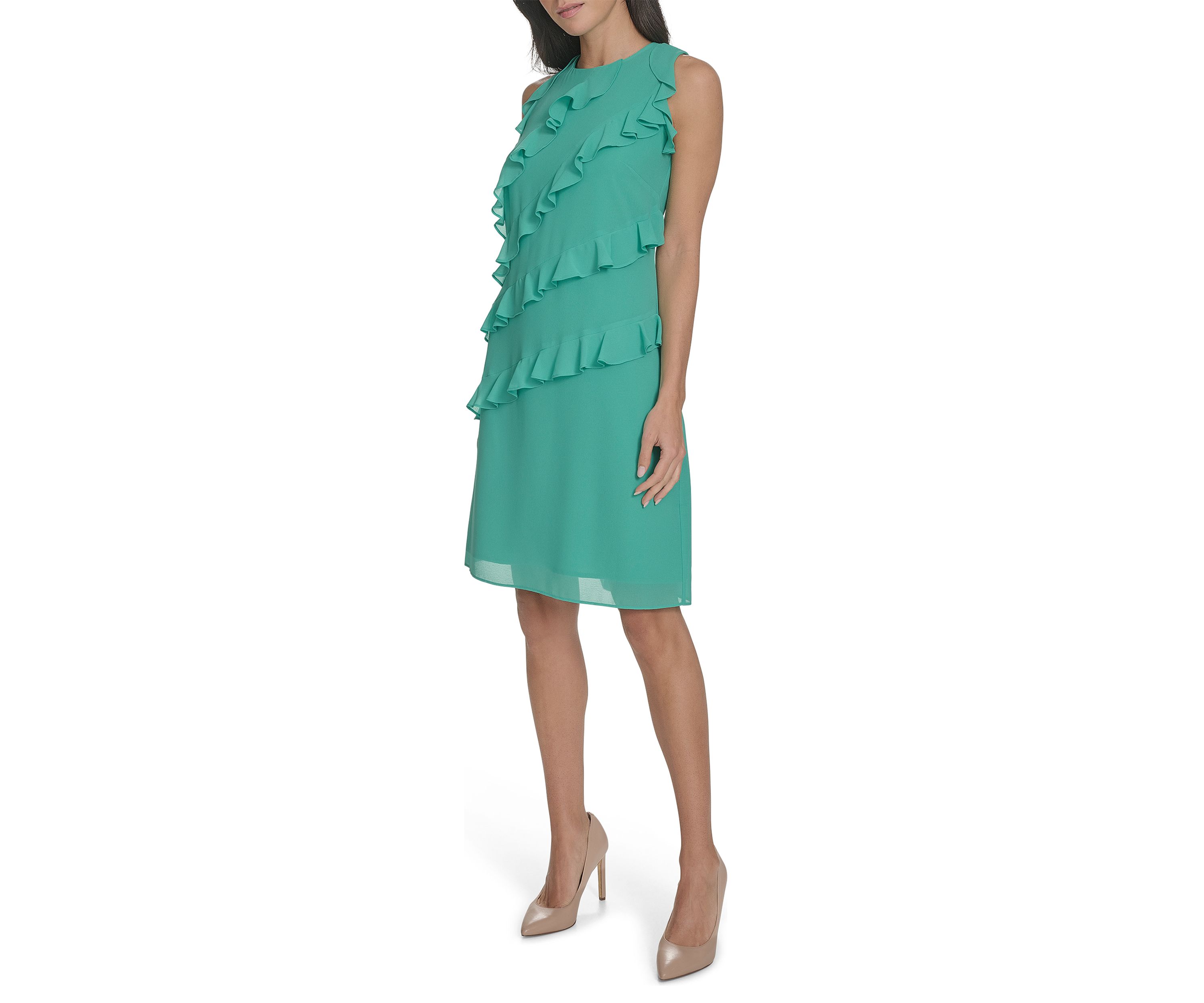 Womens Ruffle A-Line Dress
