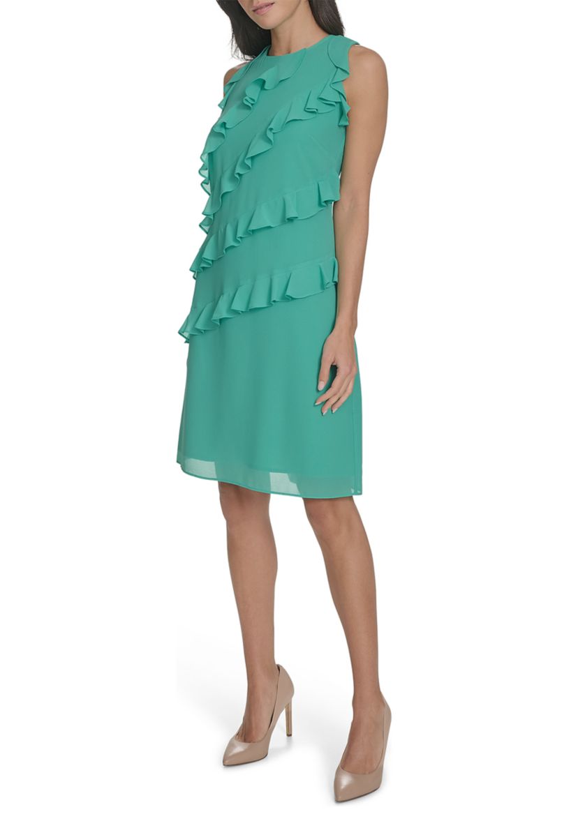 Womens Ruffle A-Line Dress