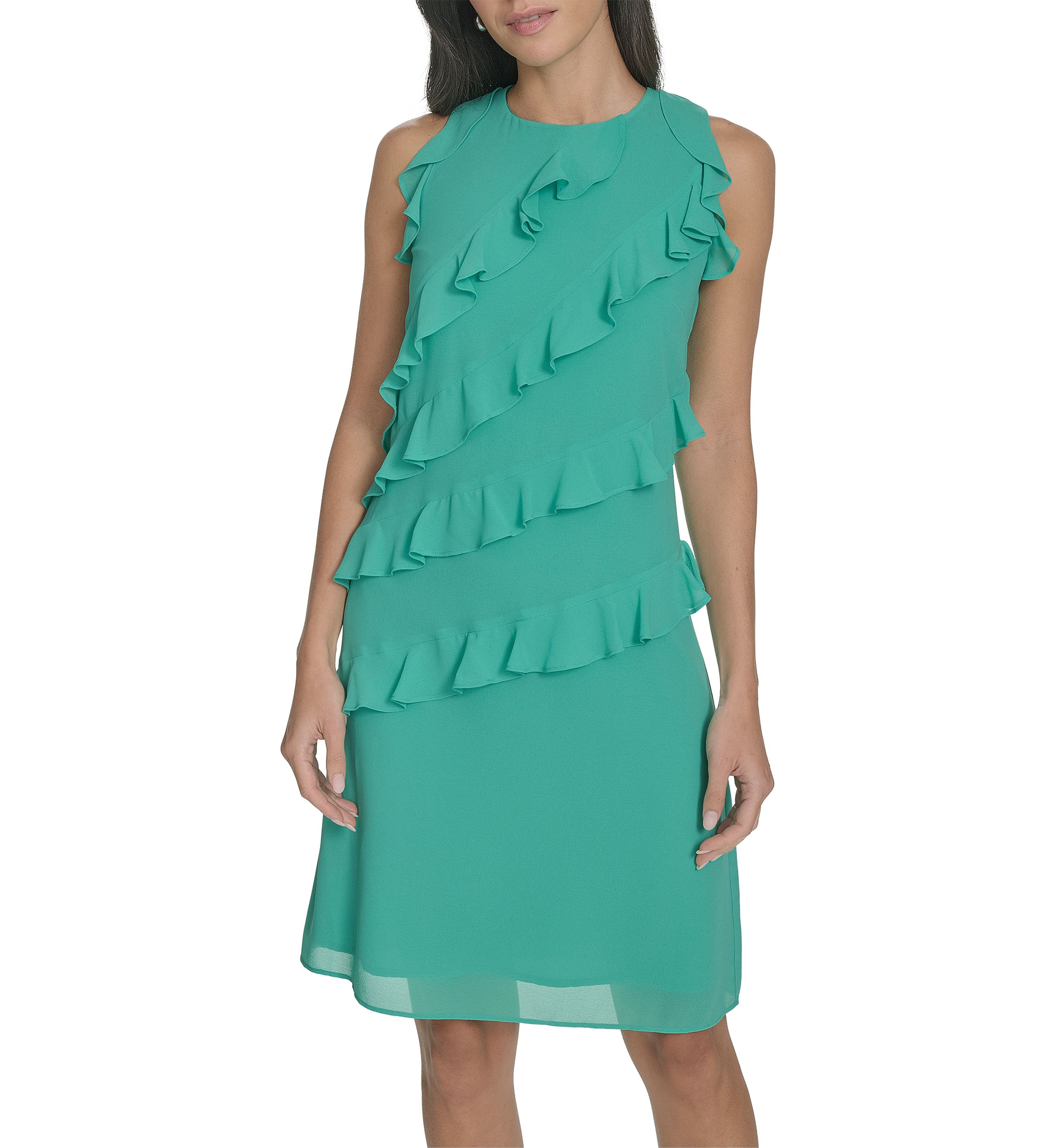 Womens Ruffle A-Line Dress