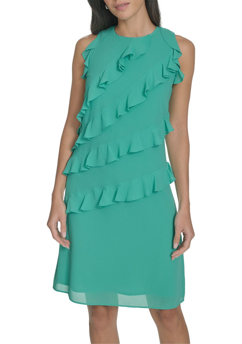 Womens Ruffle A-Line Dress