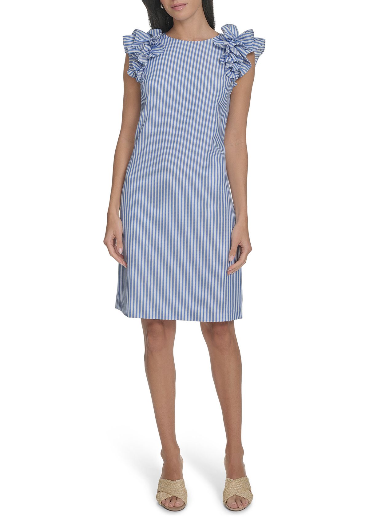 Womens Stripe Printed Sheath Dress