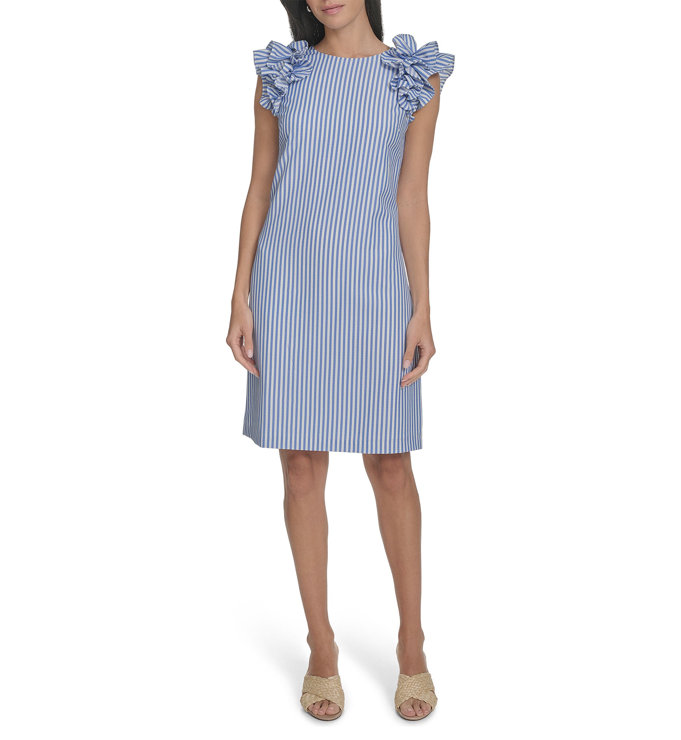 Womens Stripe Printed Sheath Dress