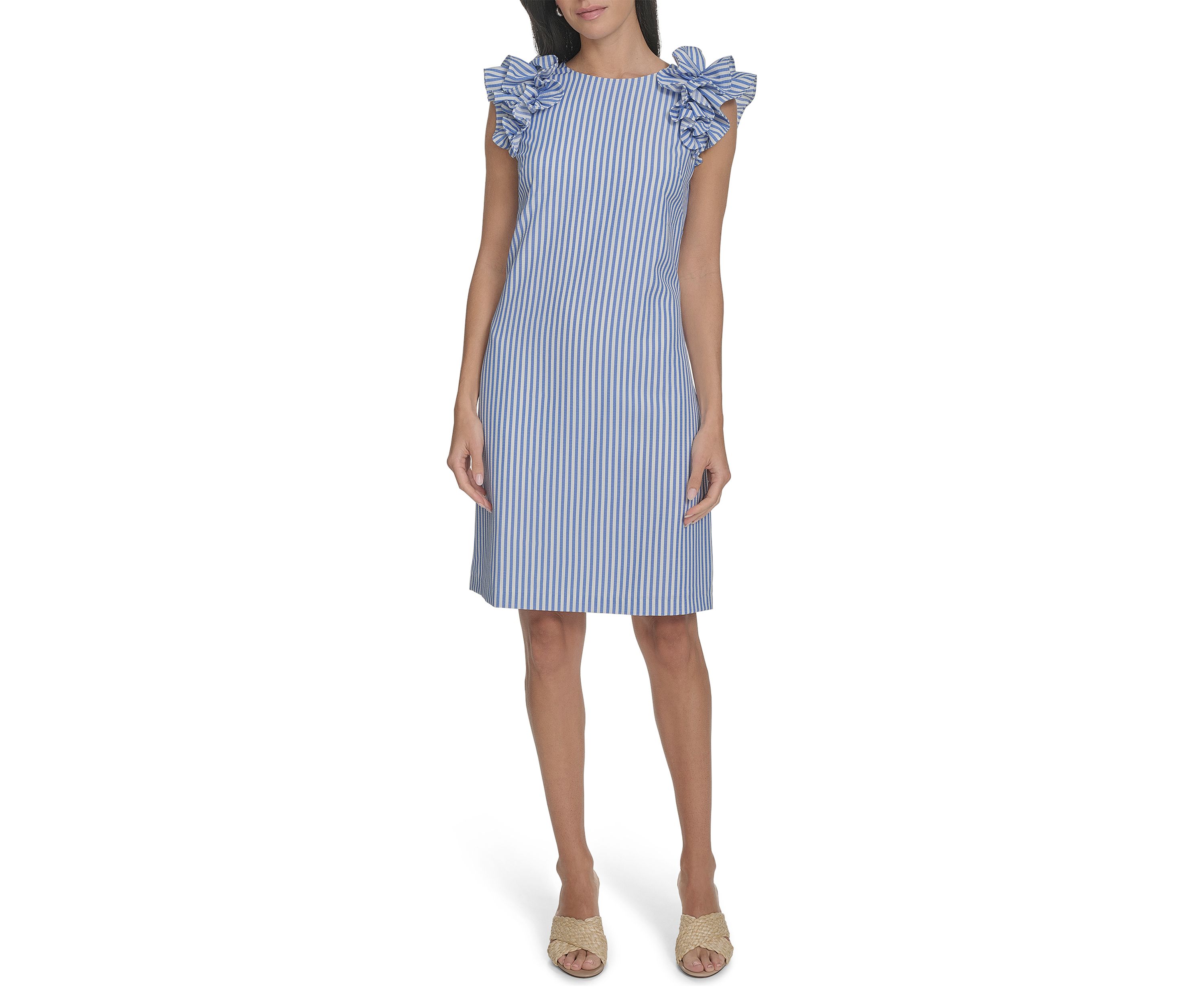 Womens Stripe Printed Sheath Dress