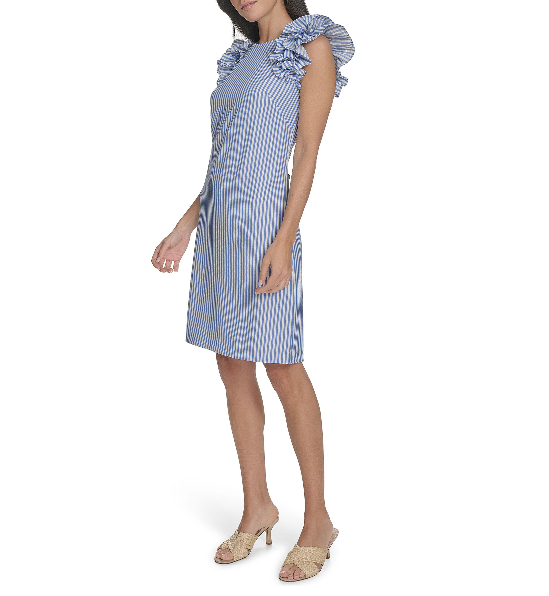 Womens Stripe Printed Sheath Dress