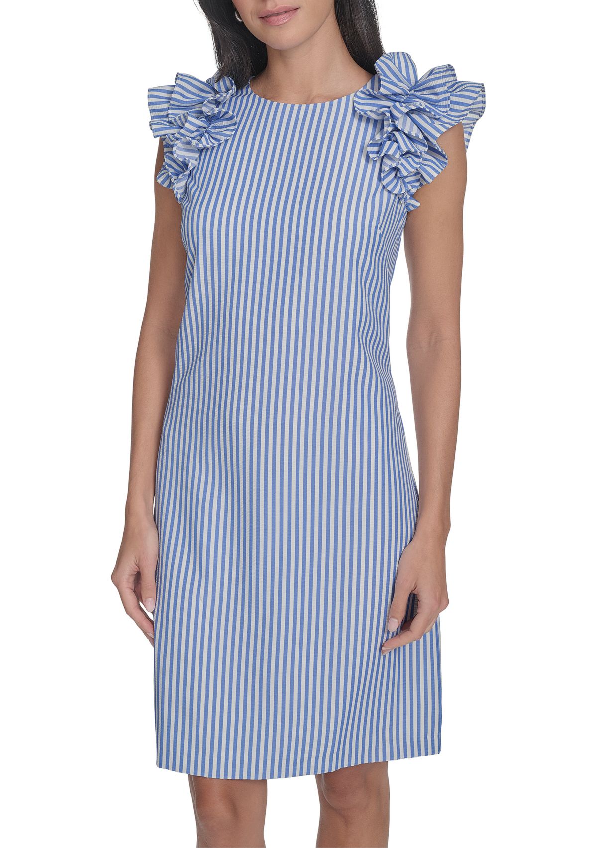 Womens Stripe Printed Sheath Dress