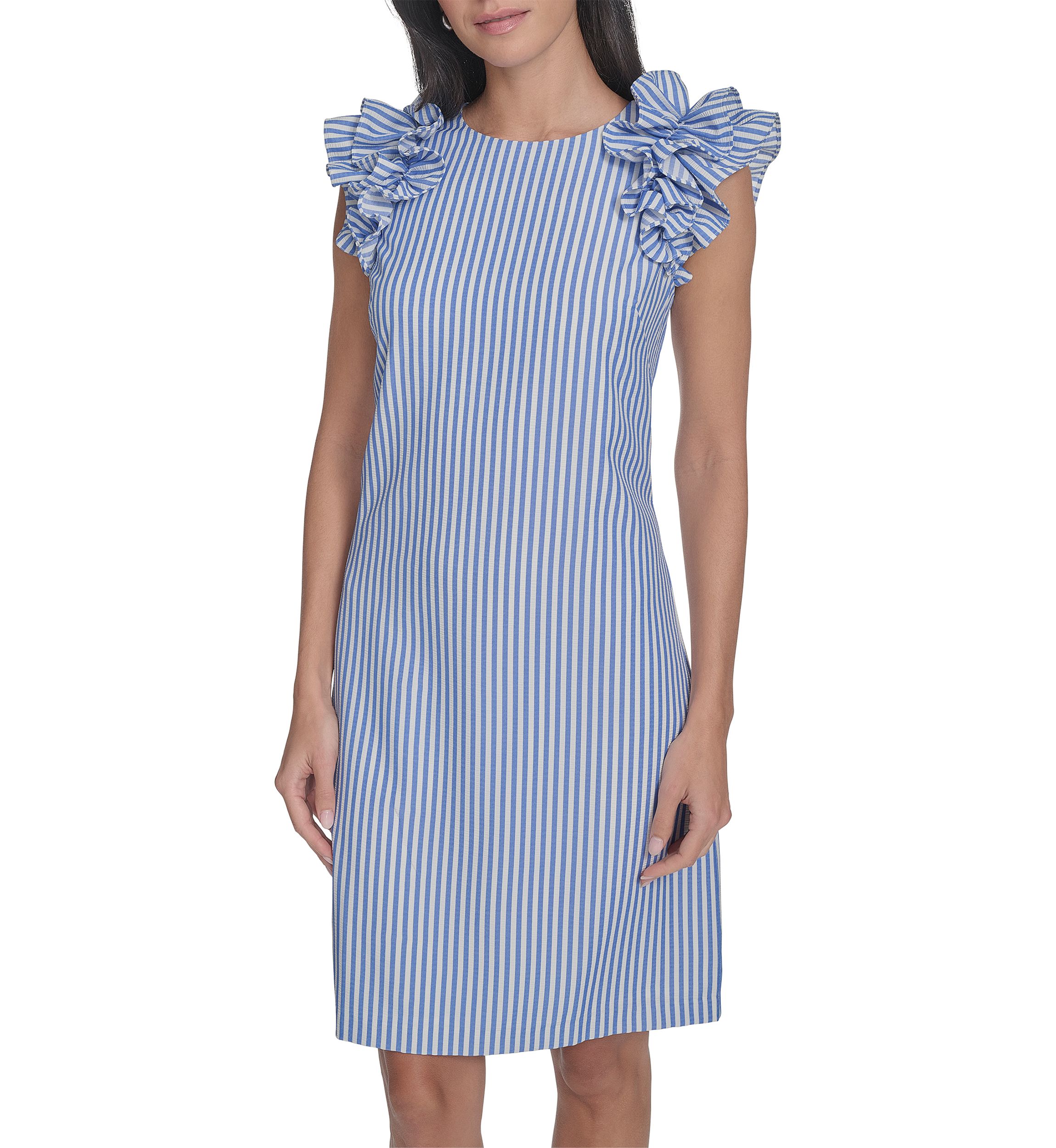 Womens Stripe Printed Sheath Dress