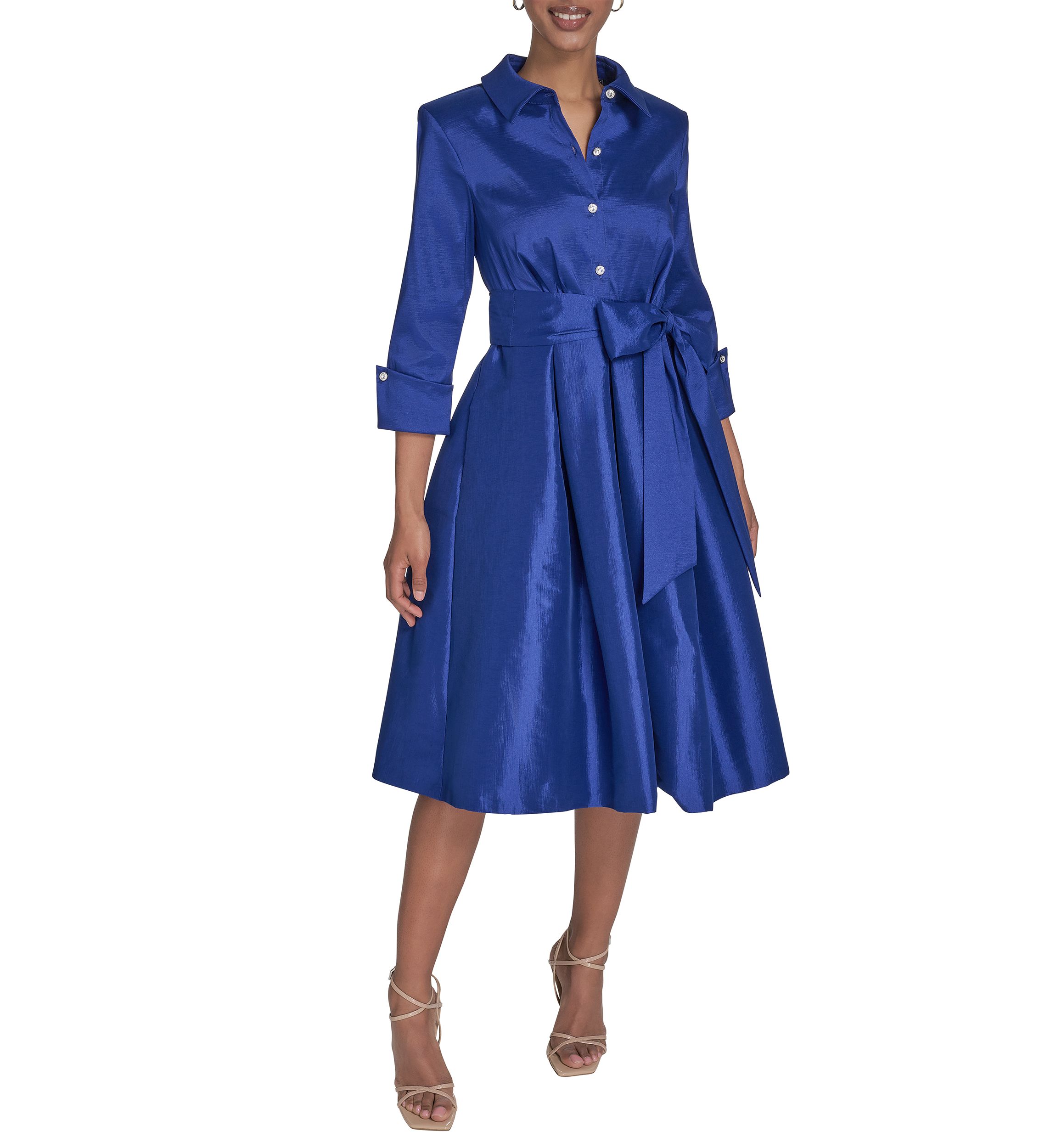Womens Tie Waist A-Line Dress