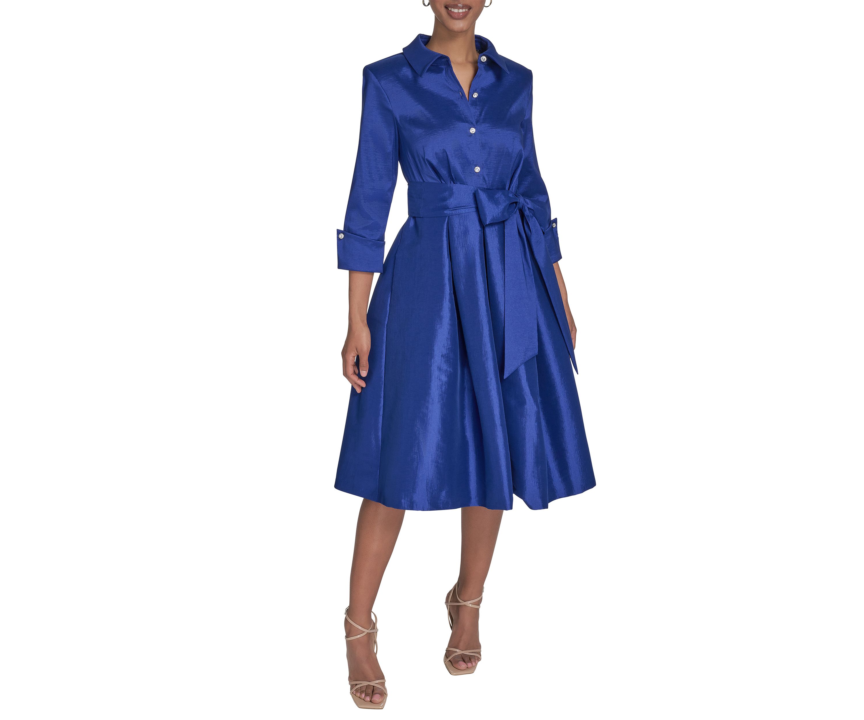 Womens Tie Waist A-Line Dress