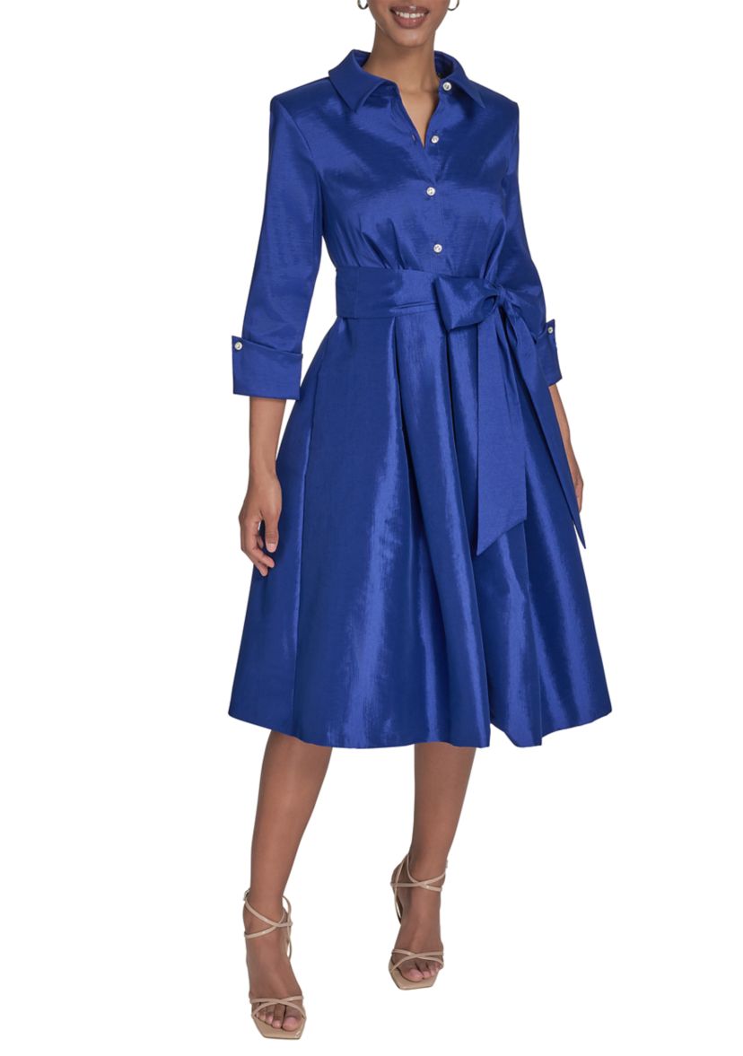 Womens Tie Waist A-Line Dress