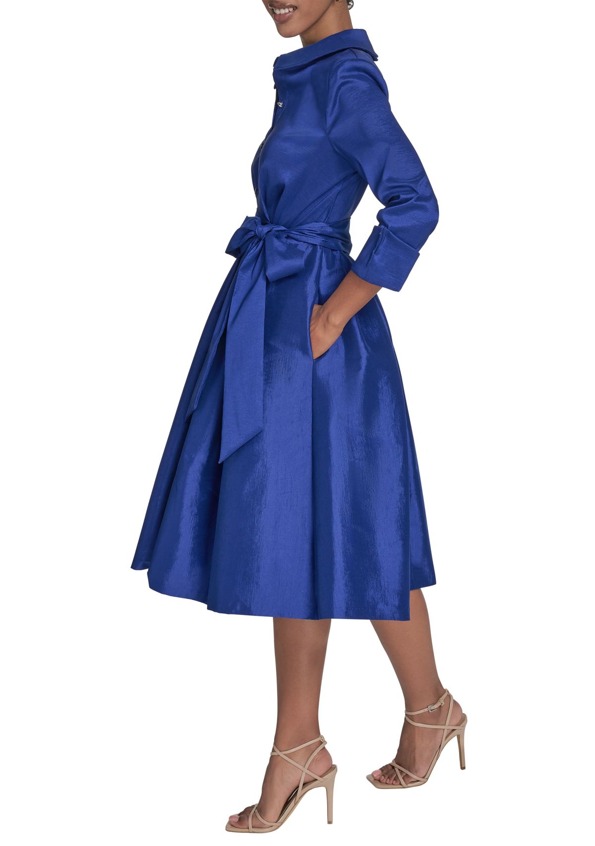 Womens Tie Waist A-Line Dress
