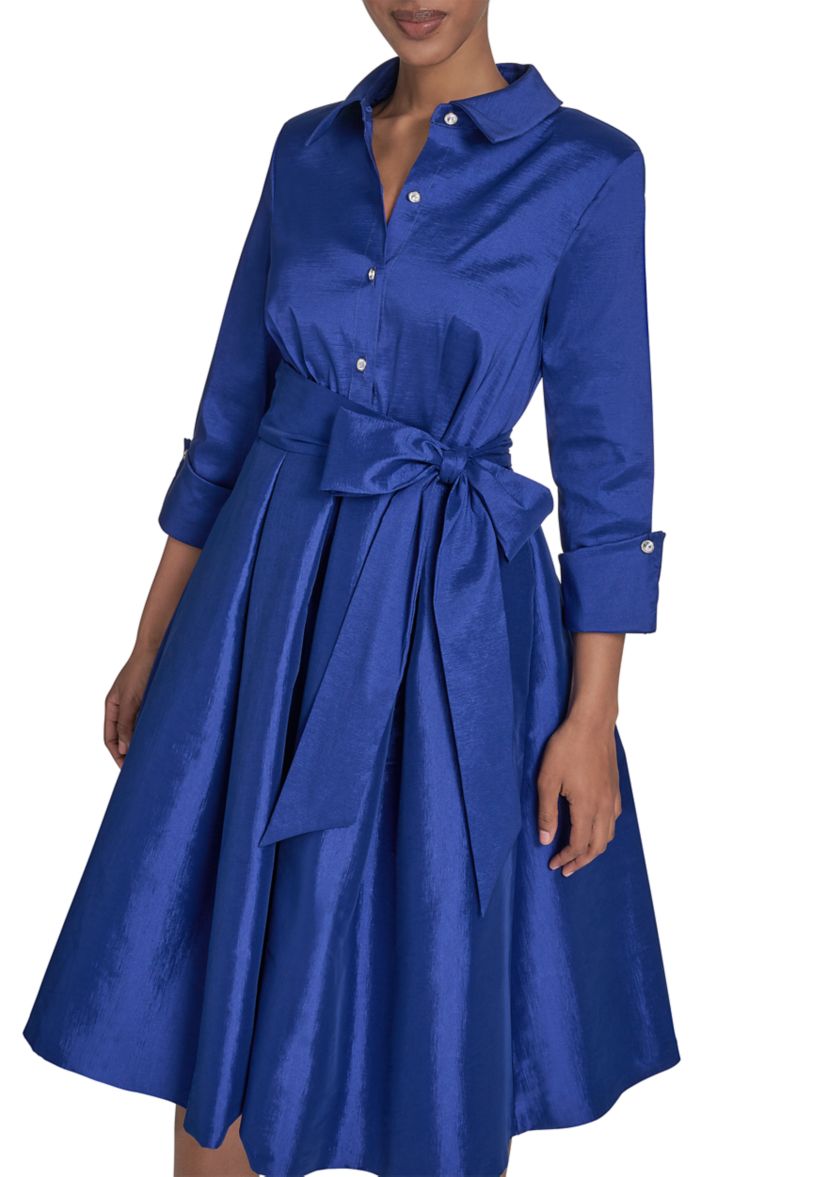 Womens Tie Waist A-Line Dress