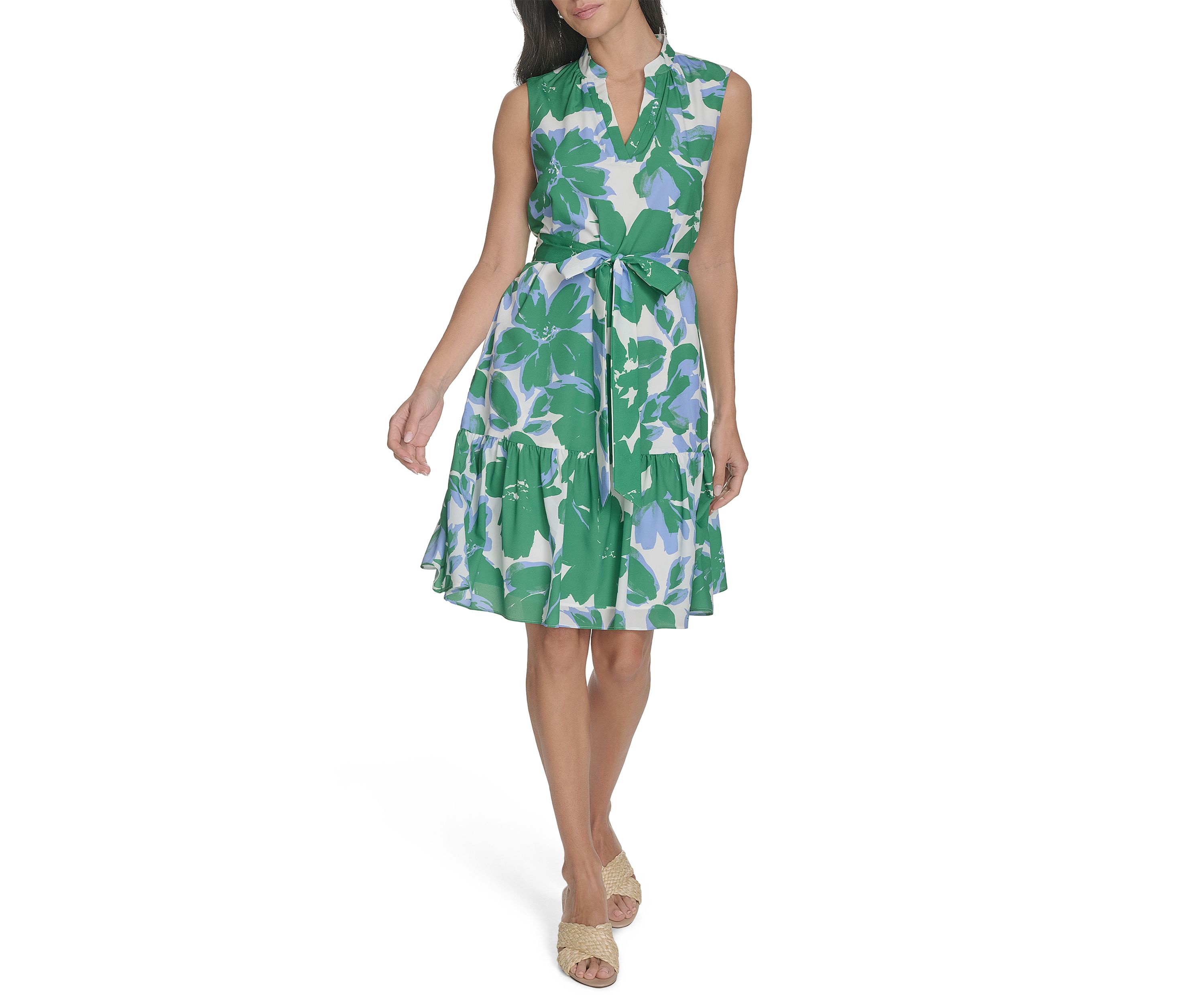 Womens V-Neck Floral Printed Dress