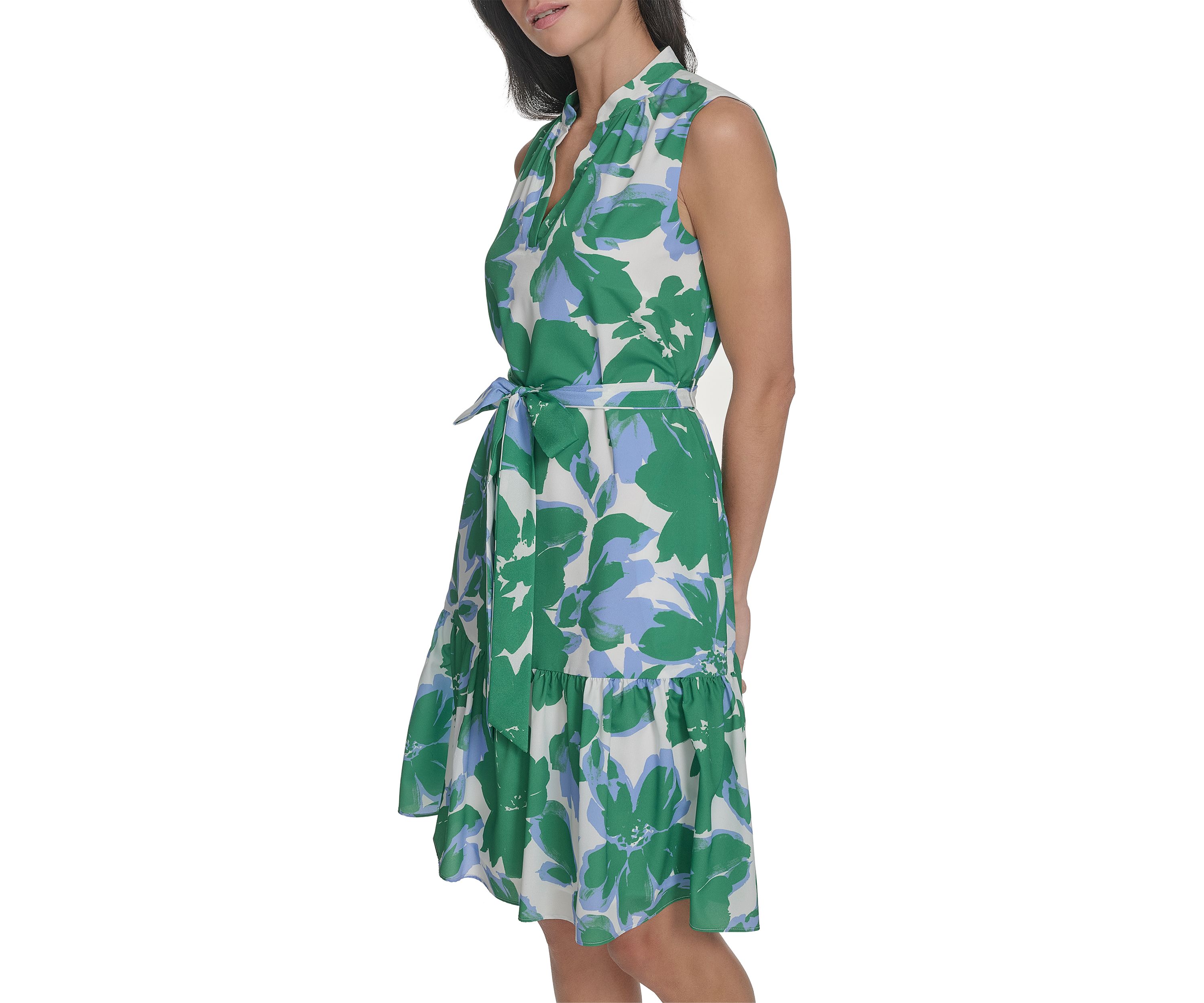 Womens V-Neck Floral Printed Dress