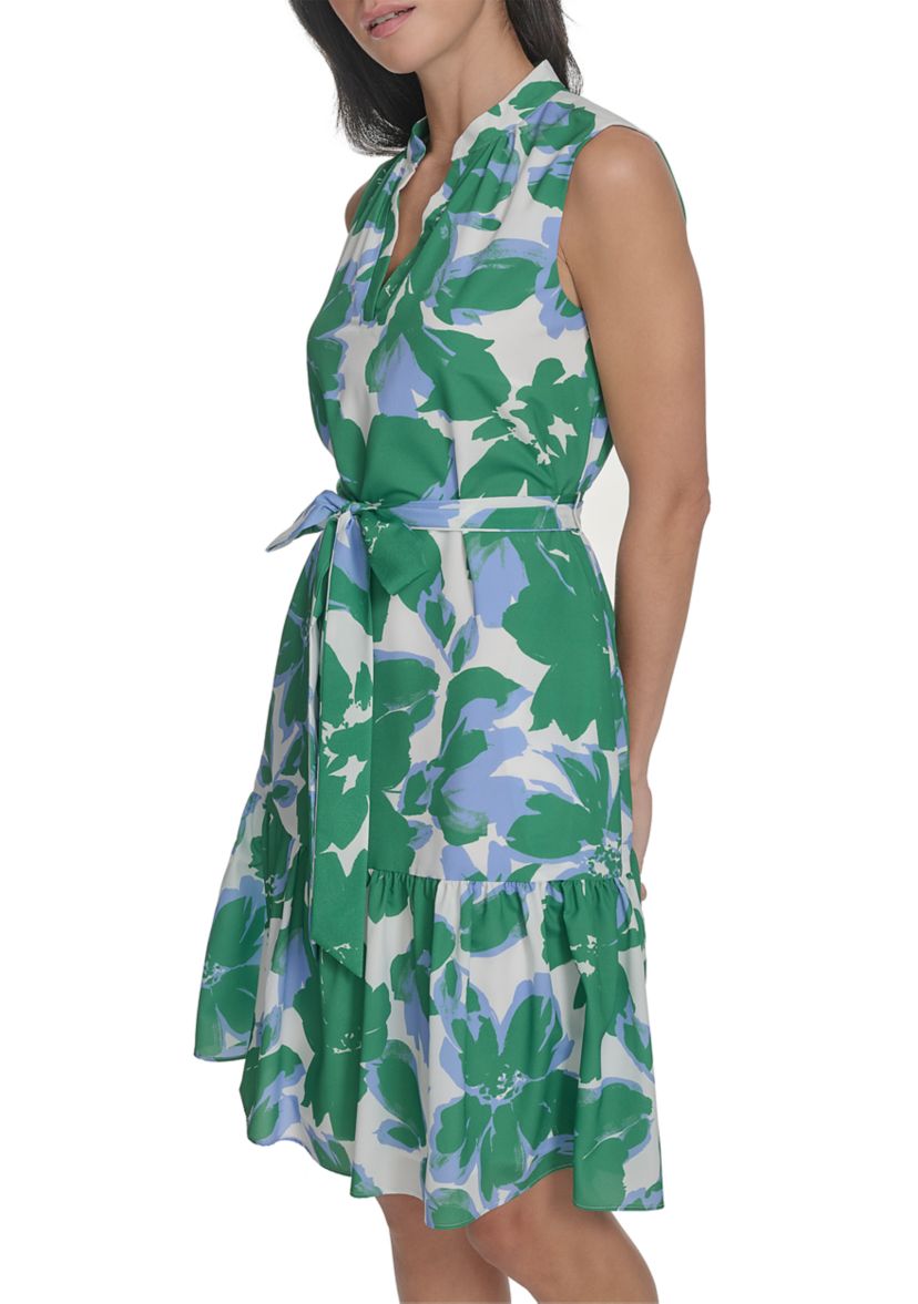 Womens V-Neck Floral Printed Dress