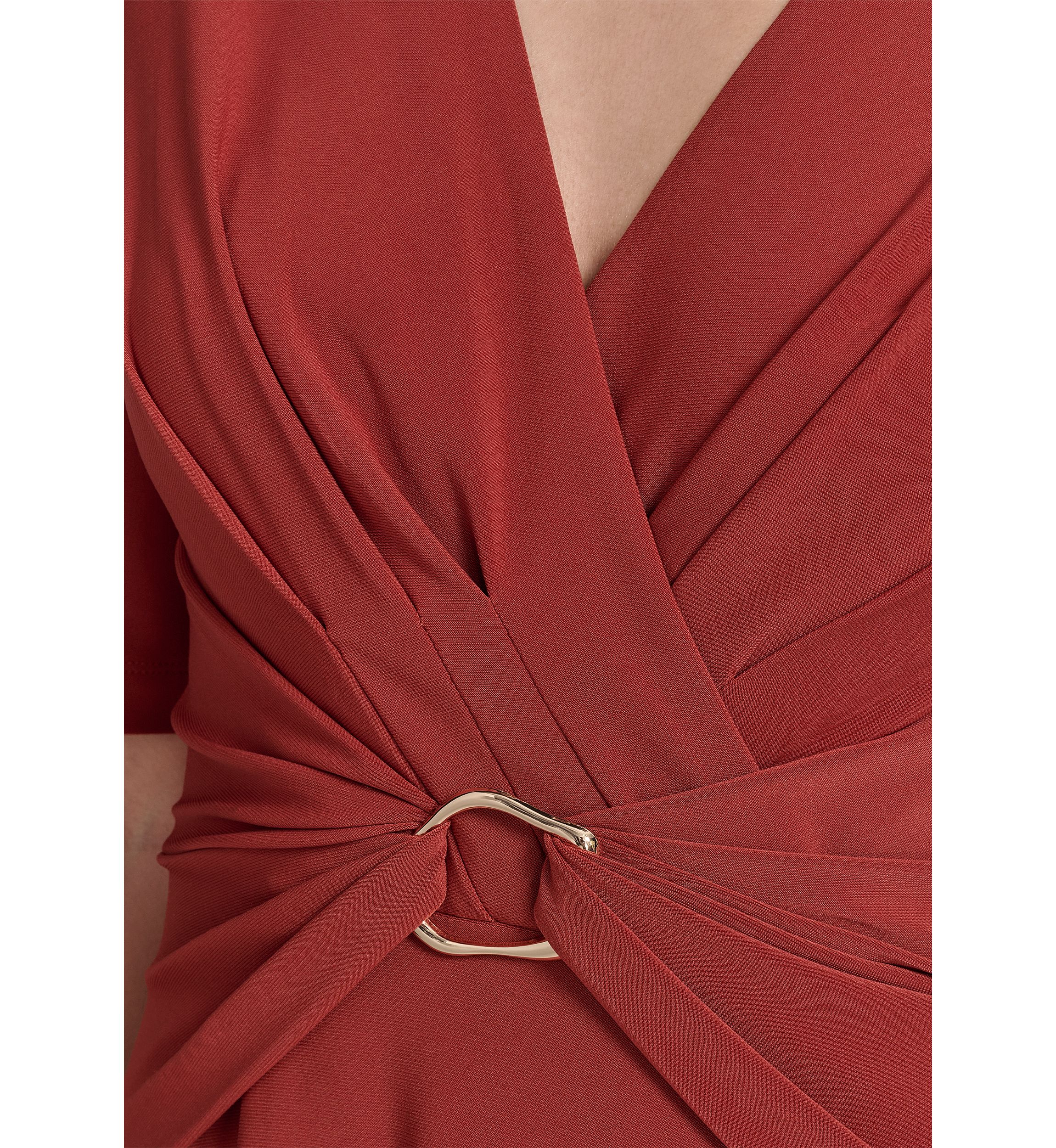 Womens Solid Gathered Waist Dress