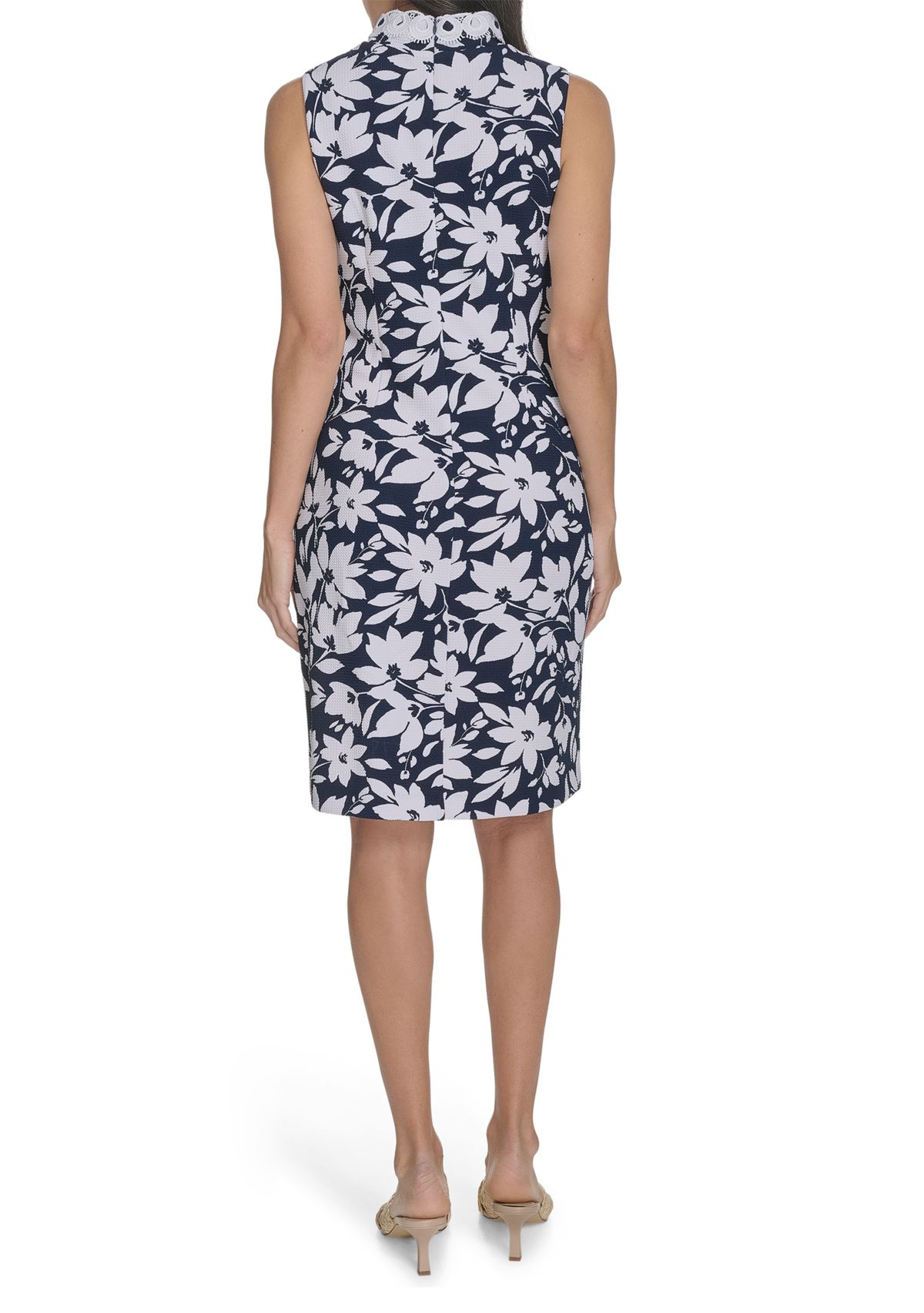 Womens Sleeveless Floral Print Sheath Dress