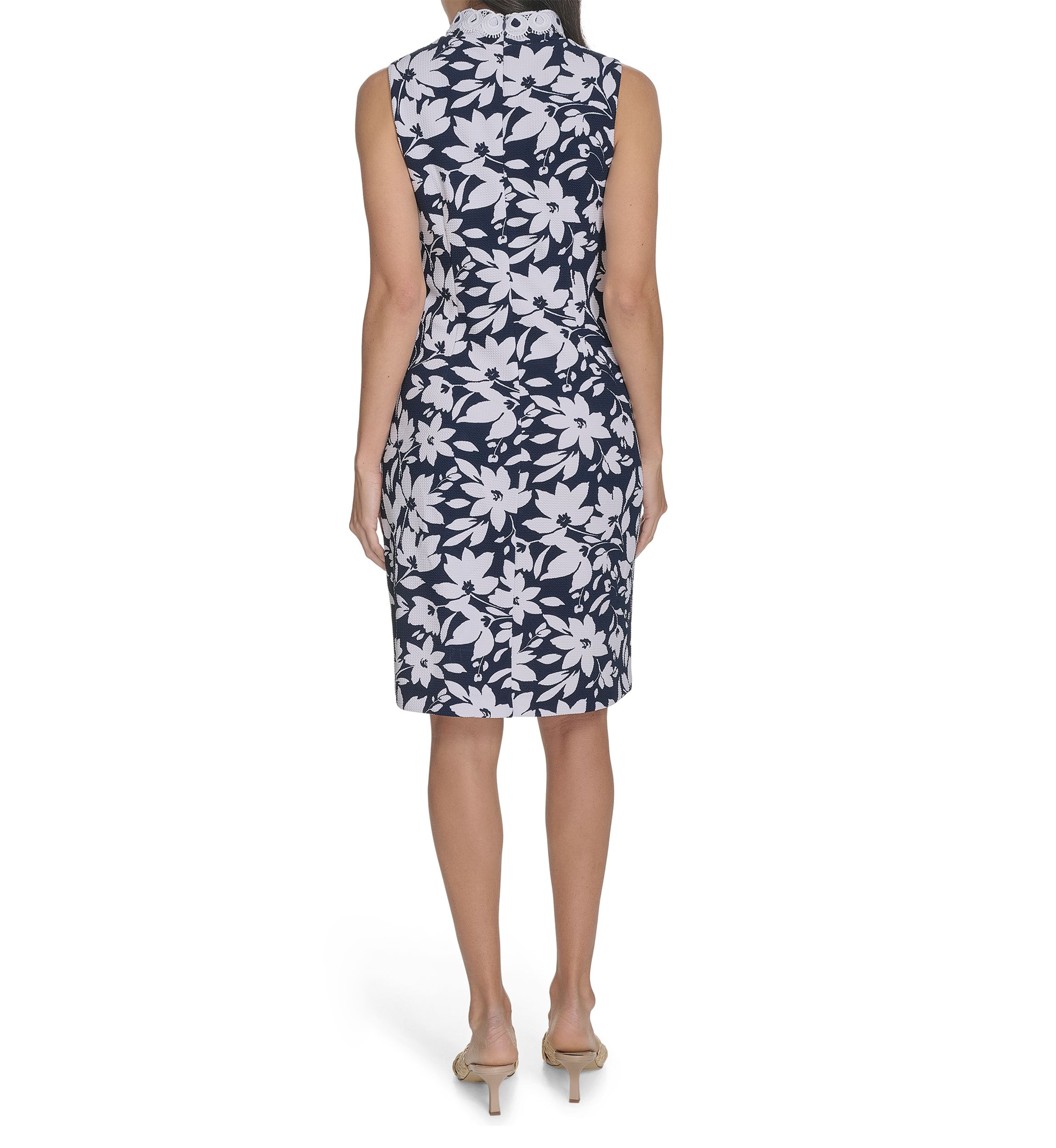 Womens Sleeveless Floral Print Sheath Dress