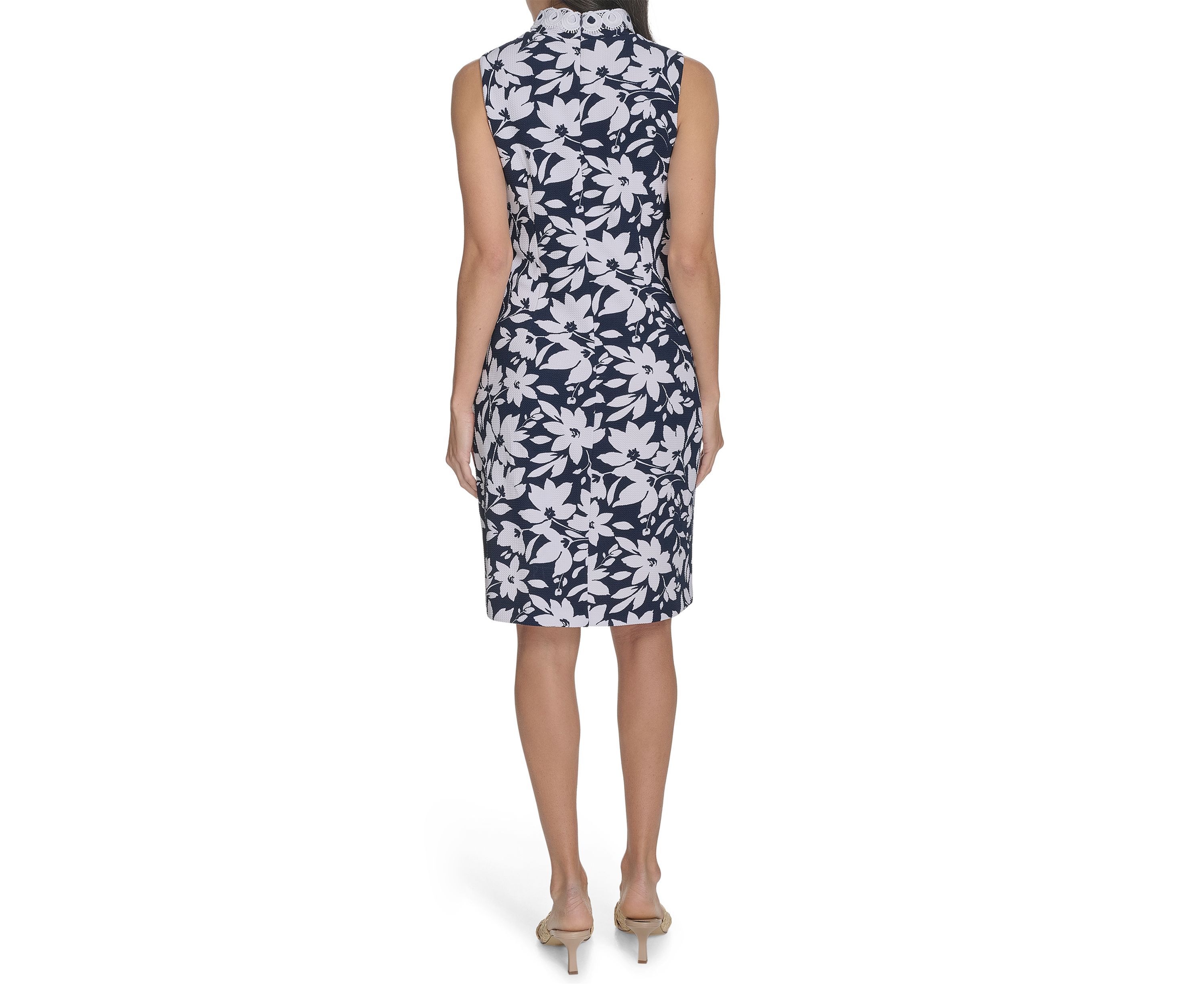 Womens Sleeveless Floral Print Sheath Dress
