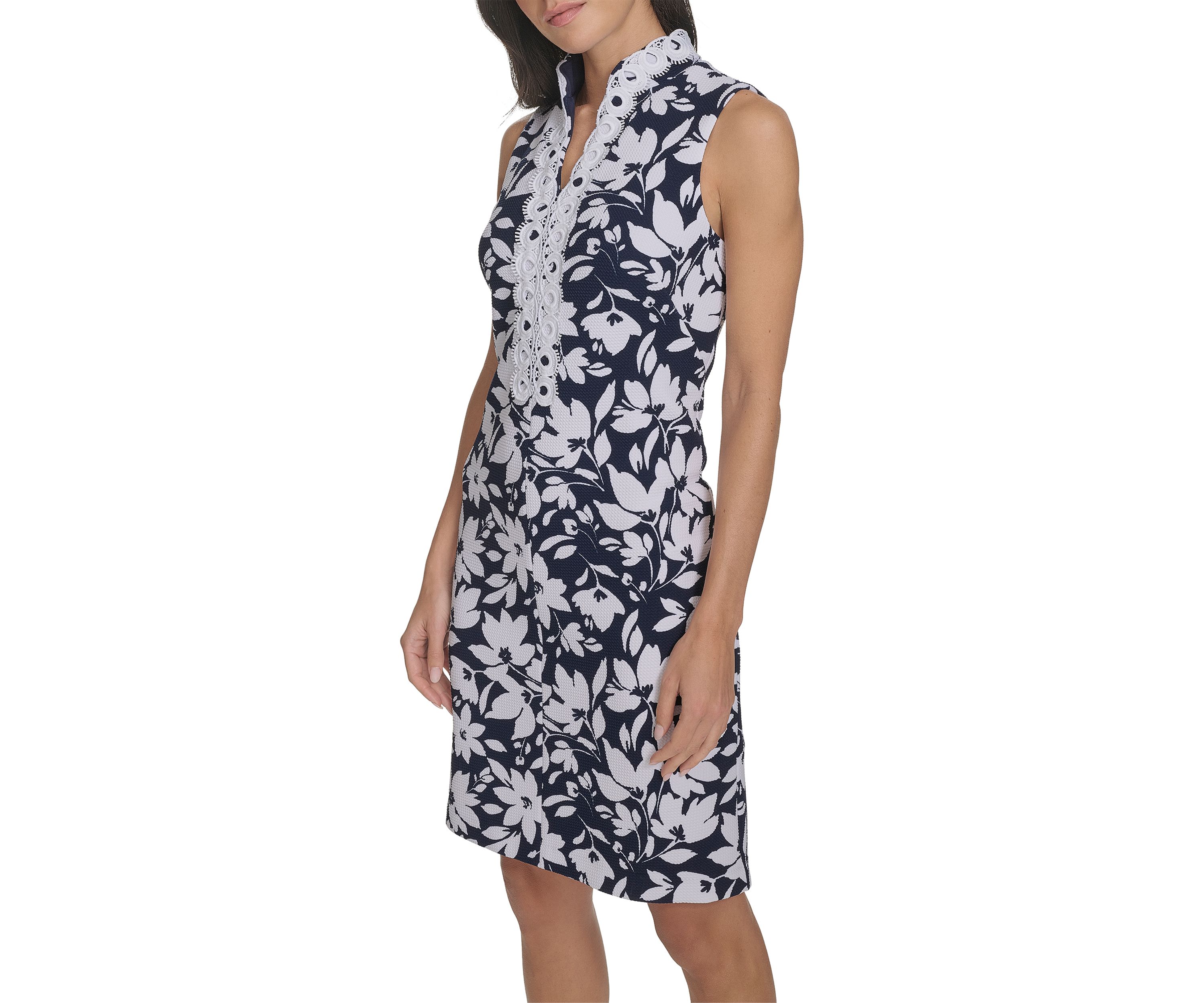 Womens Sleeveless Floral Print Sheath Dress