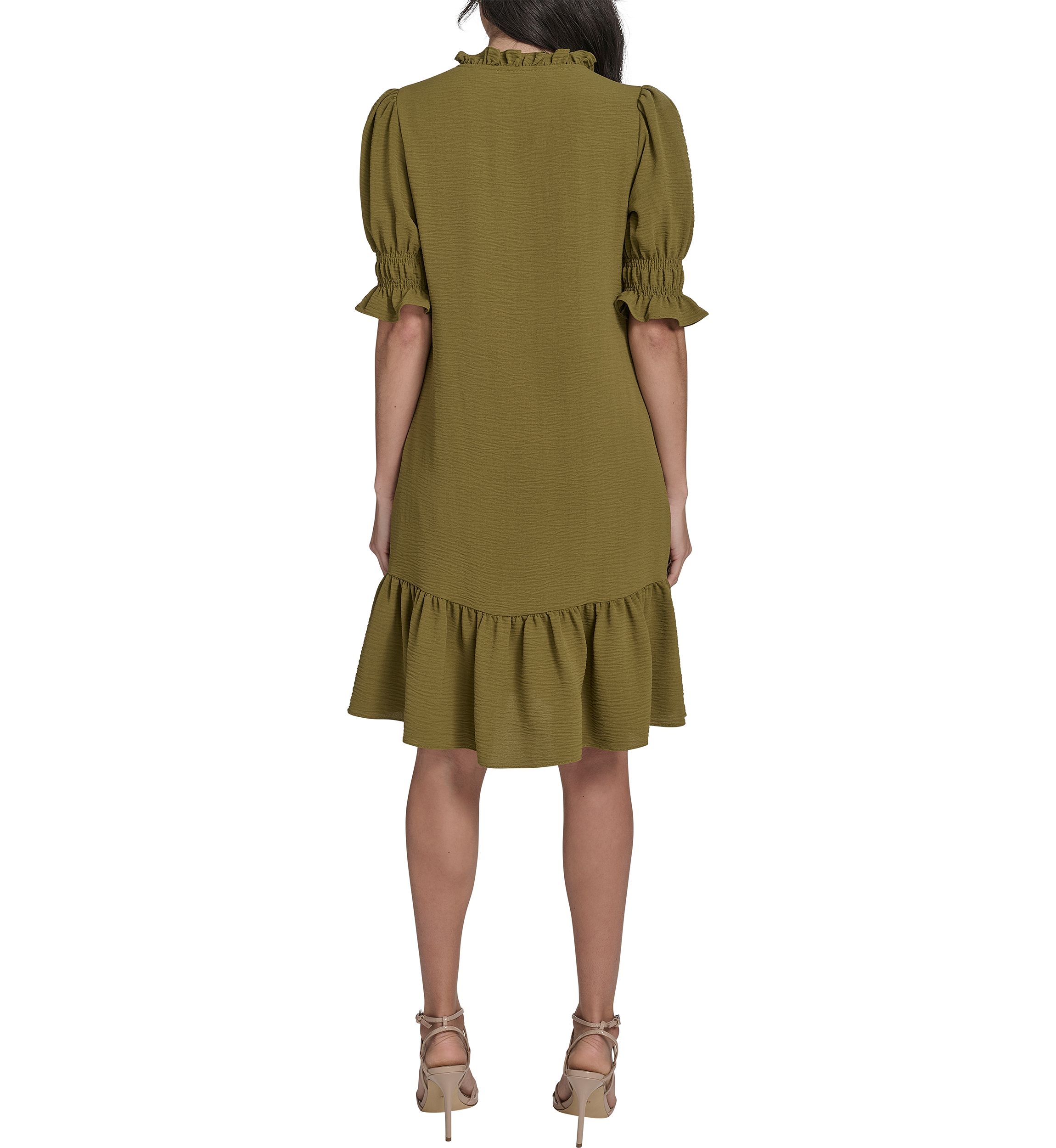 Womens Tiered Ruffle Neck Dress