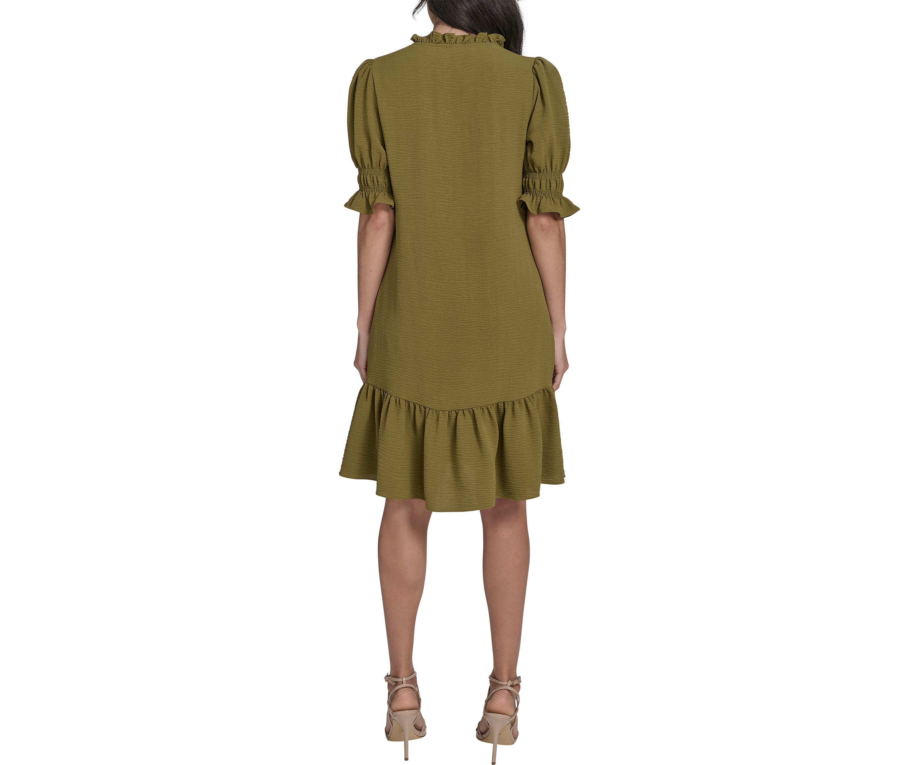 Womens Tiered Ruffle Neck Dress