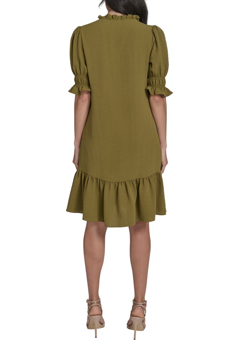 Womens Tiered Ruffle Neck Dress