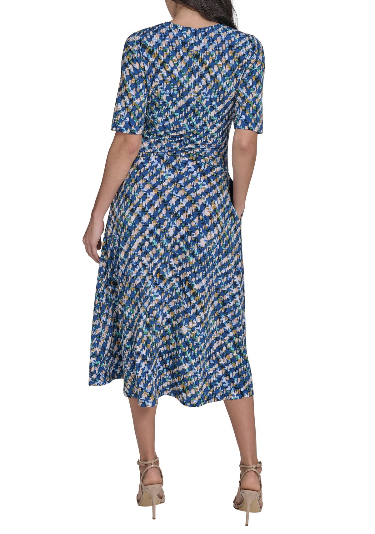 Womens Printed Tie Waist Dress