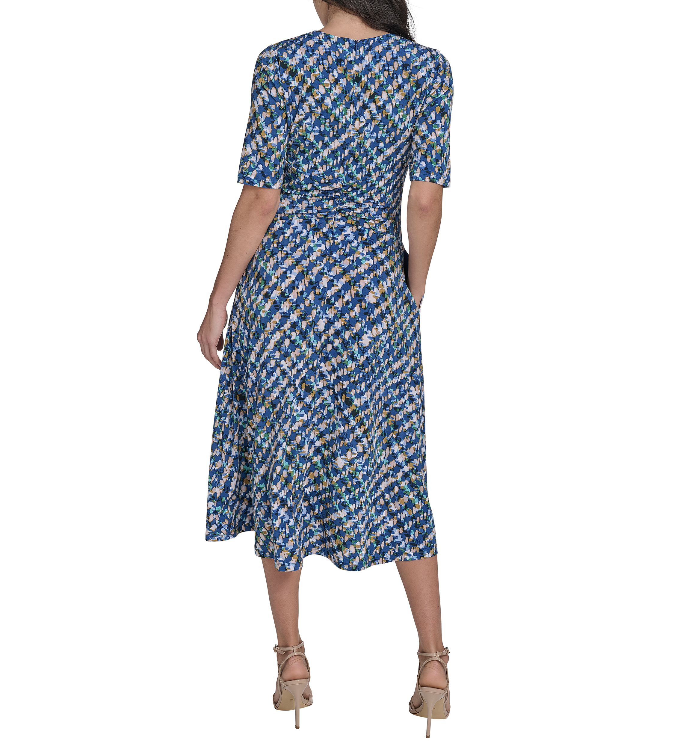 Womens Printed Tie Waist Dress