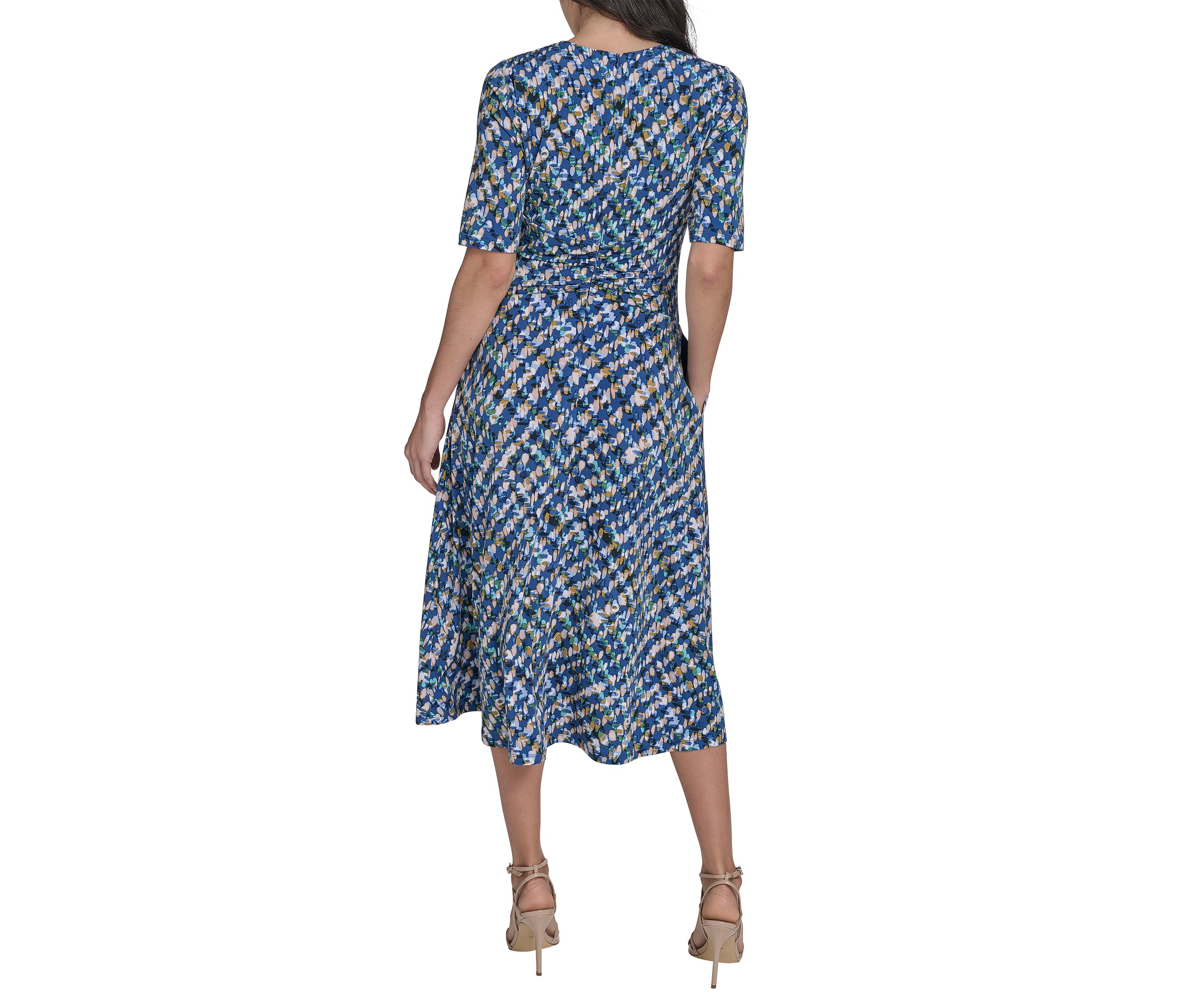 Womens Printed Tie Waist Dress