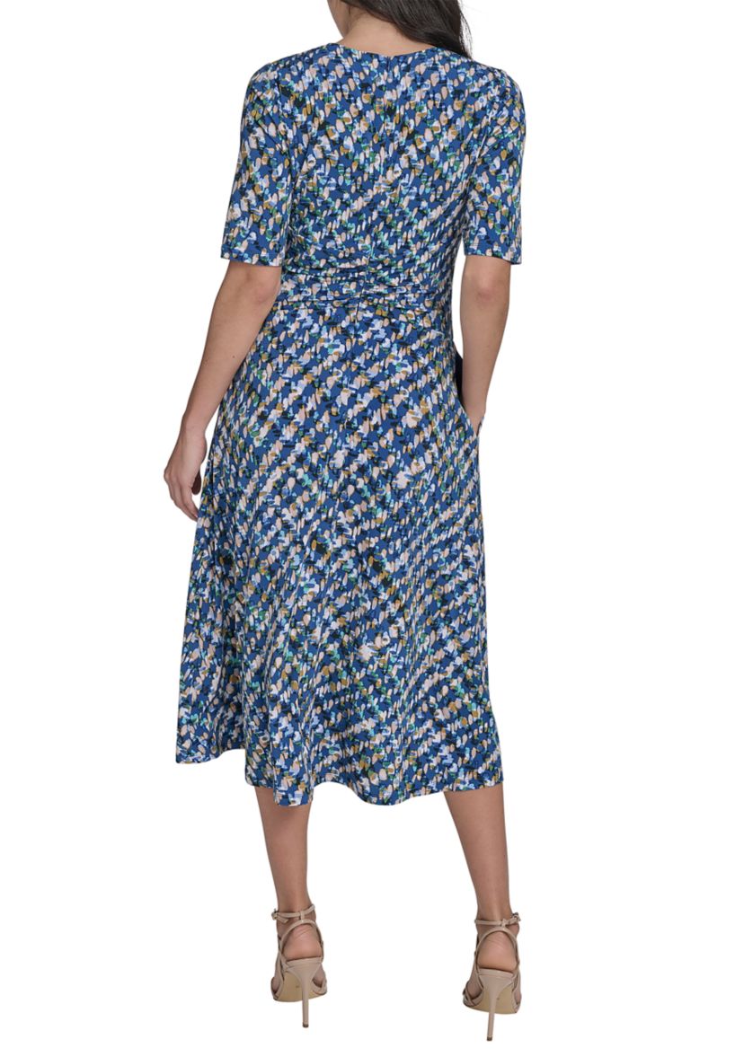 Womens Printed Tie Waist Dress