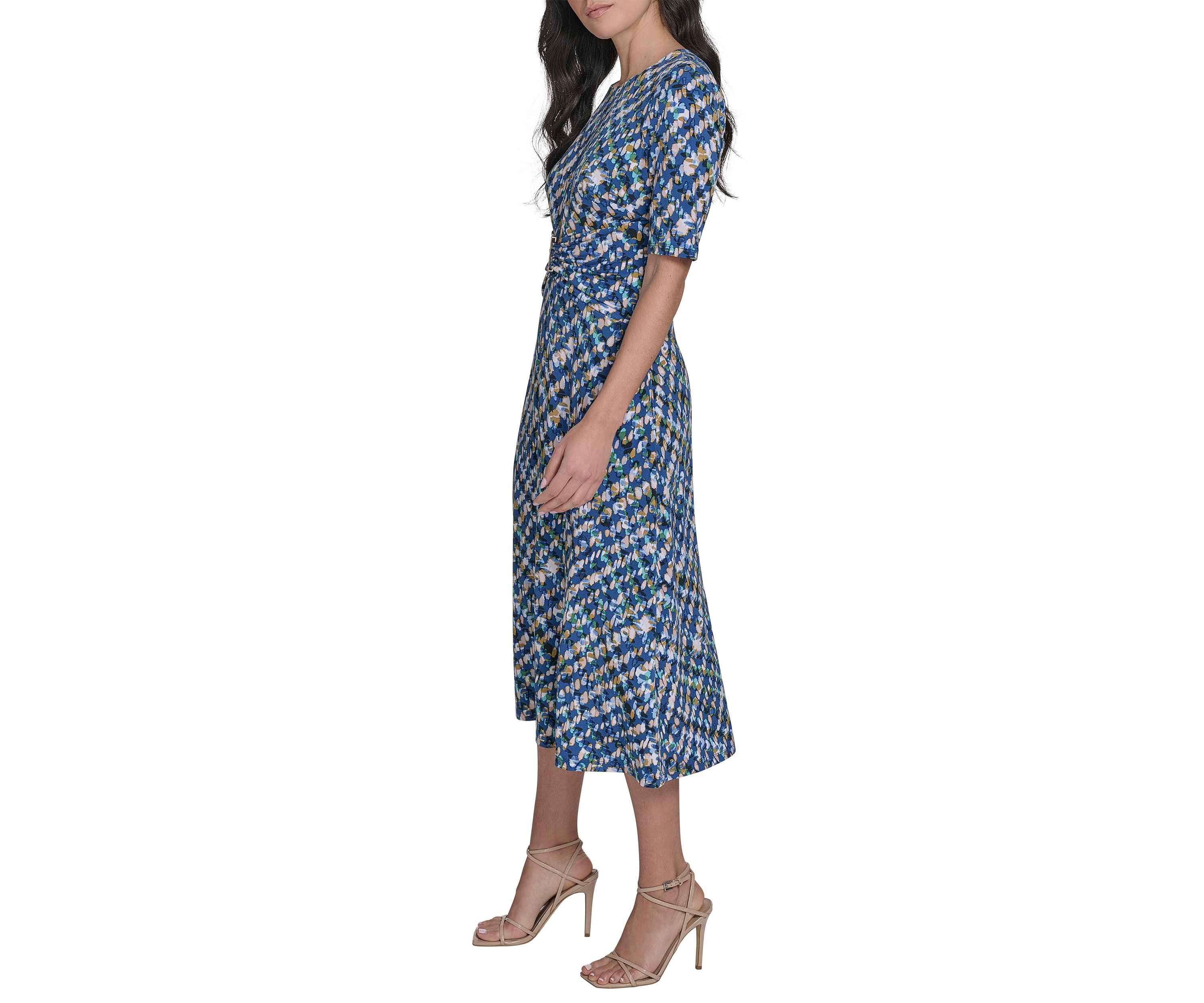 Womens Printed Tie Waist Dress