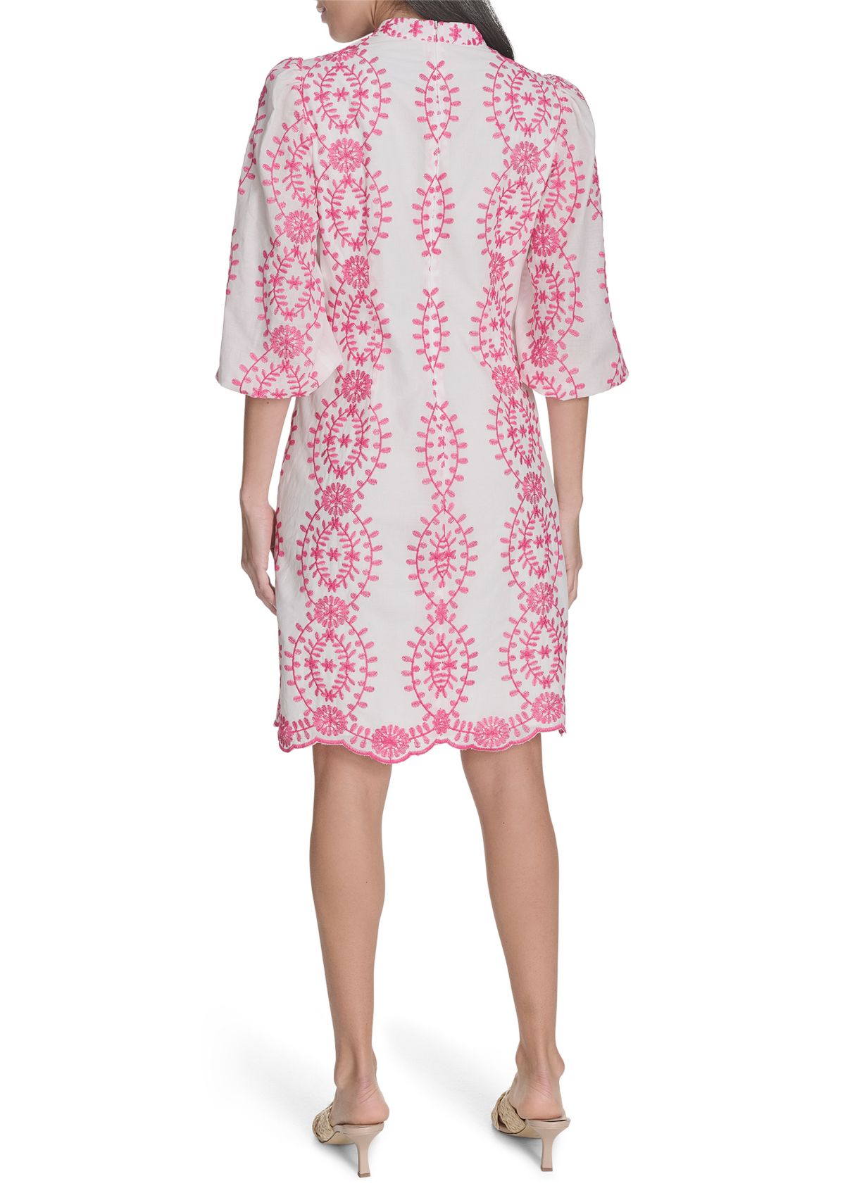 Womens 3/4 Sleeve Printed A-Line Dress