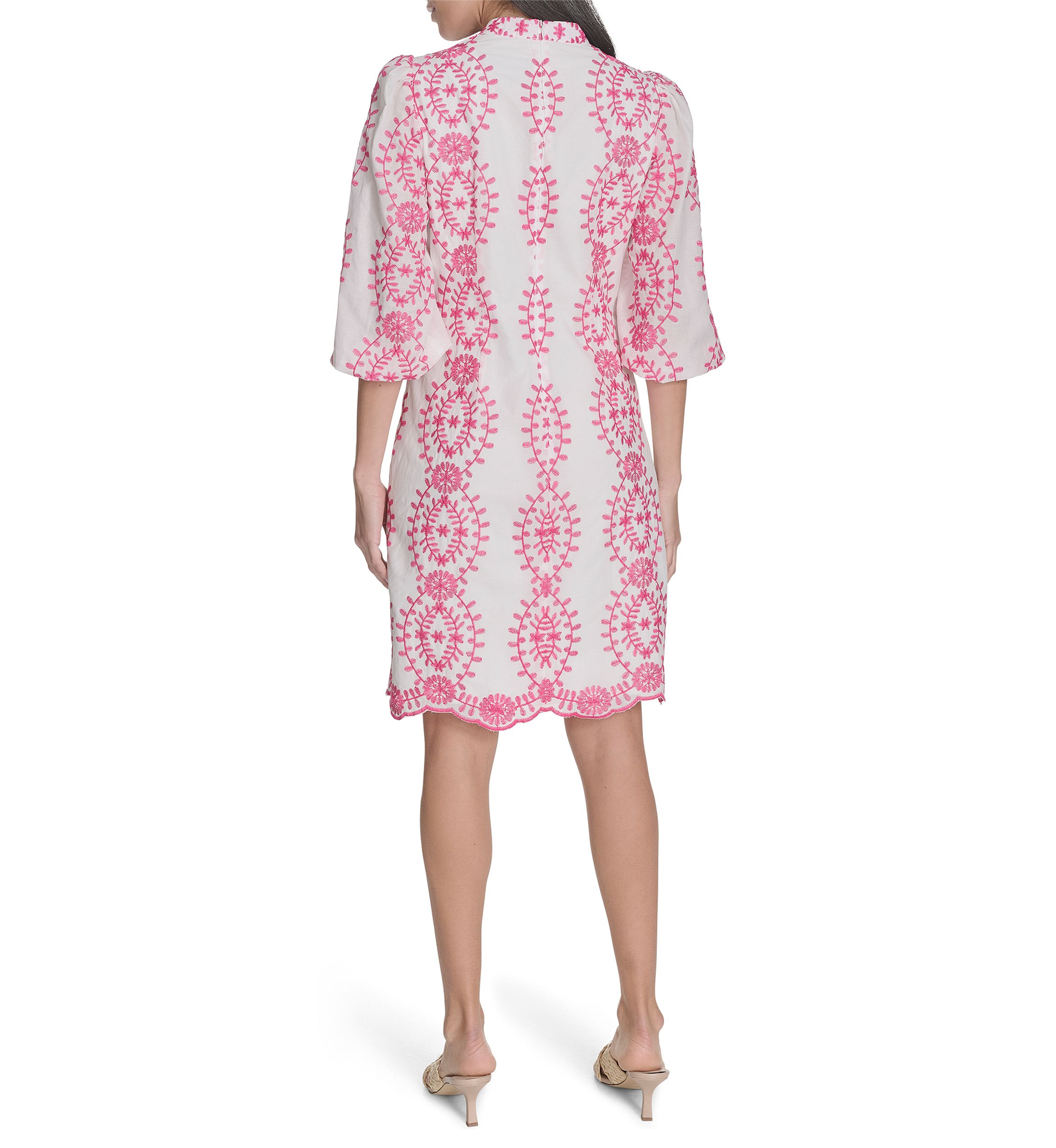 Womens 3/4 Sleeve Printed A-Line Dress