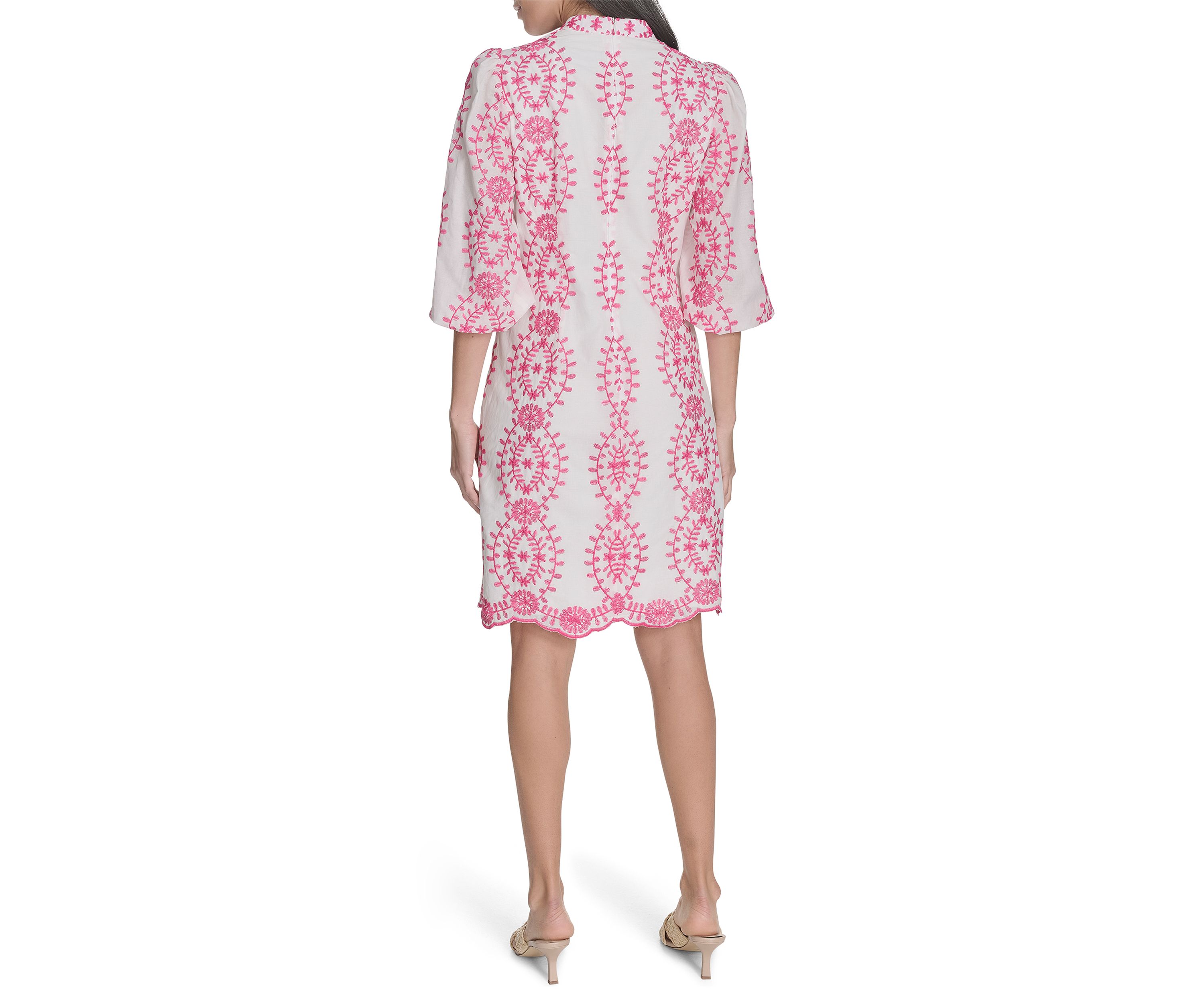 Womens 3/4 Sleeve Printed A-Line Dress