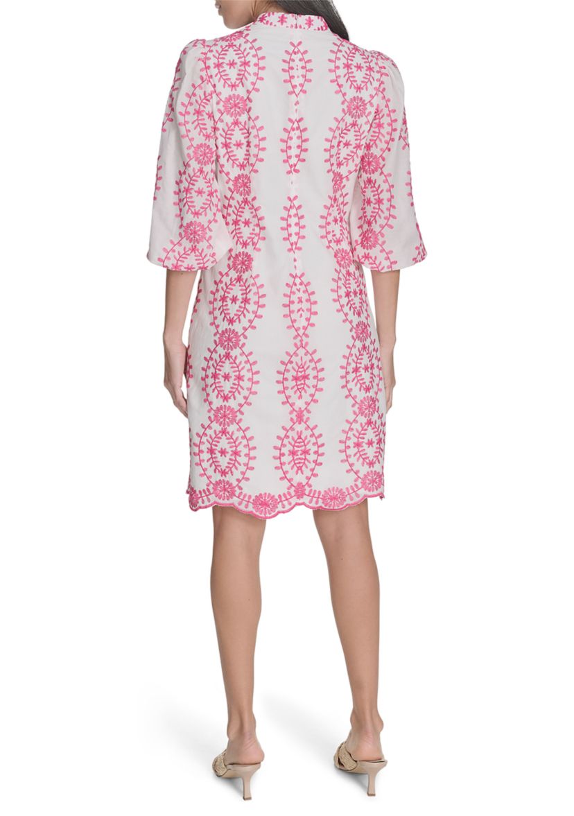 Womens 3/4 Sleeve Printed A-Line Dress