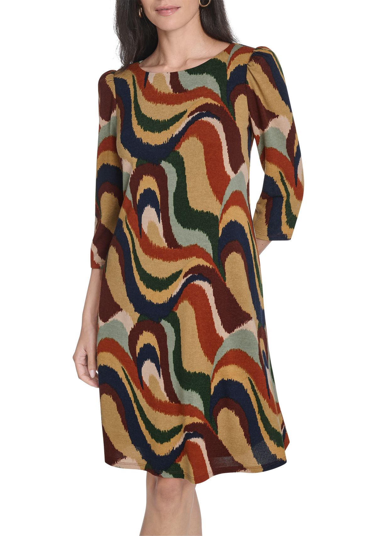 Womens Abstract Print A-Line Dress