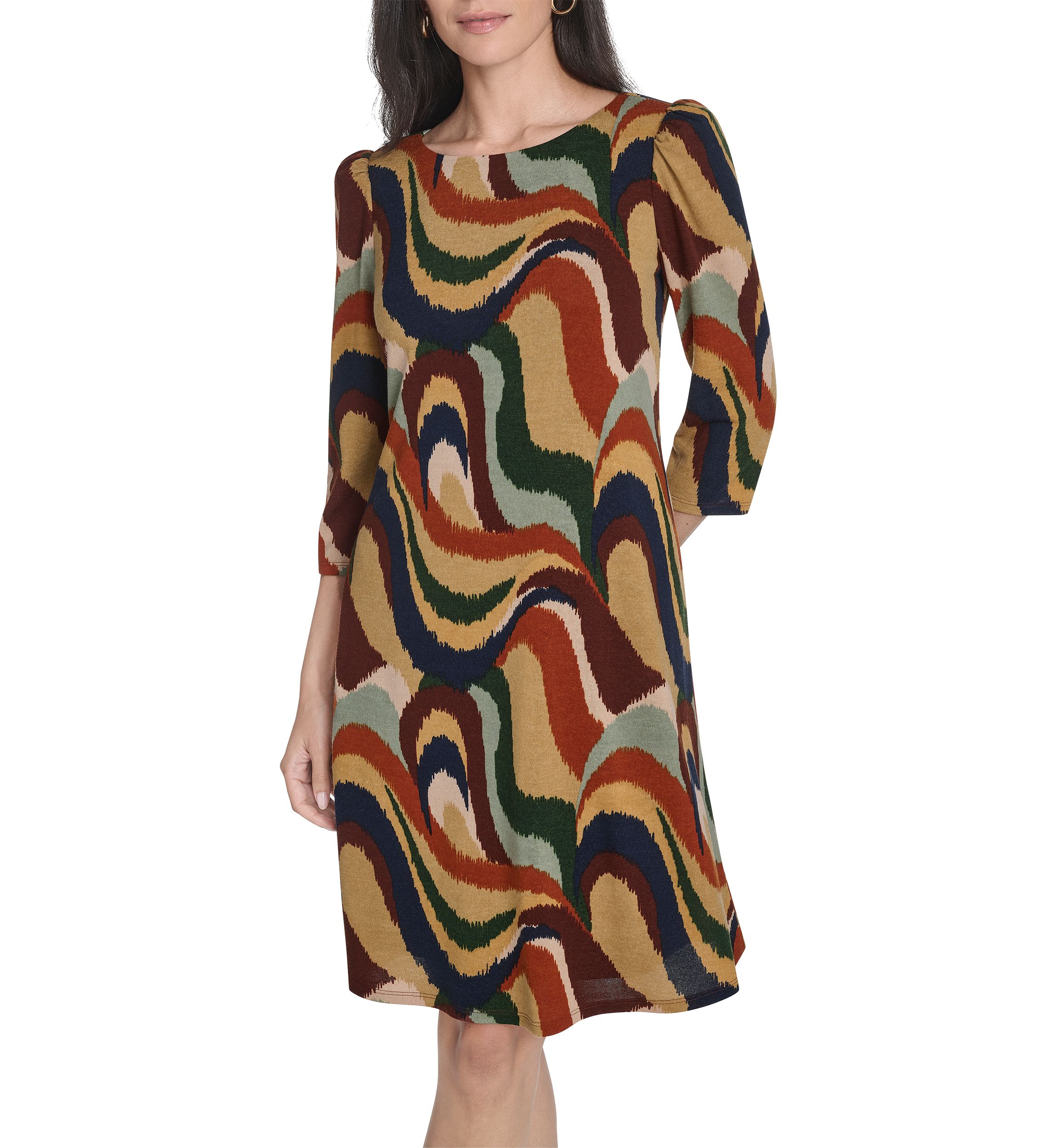 Womens Abstract Print A-Line Dress