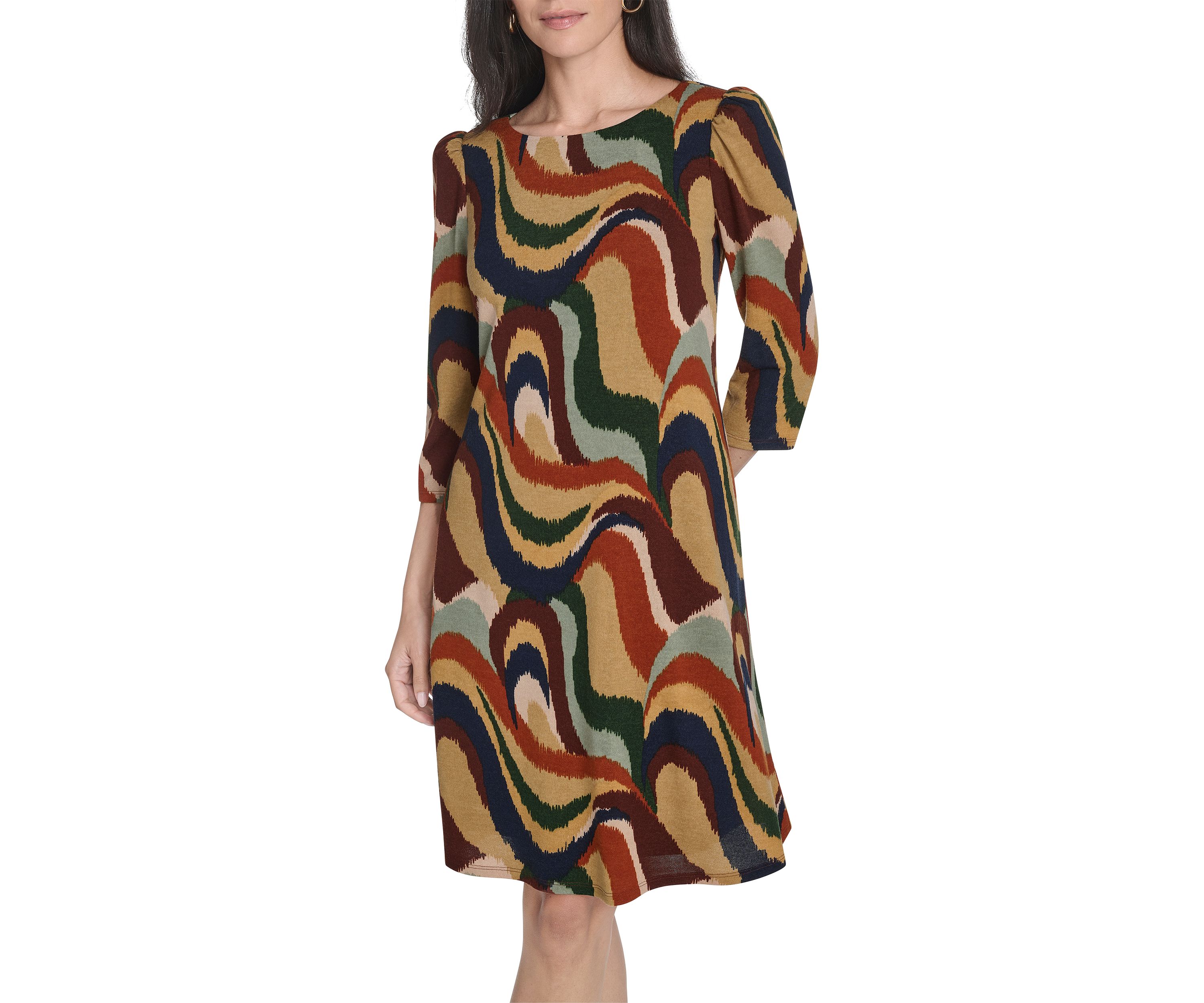Womens Abstract Print A-Line Dress