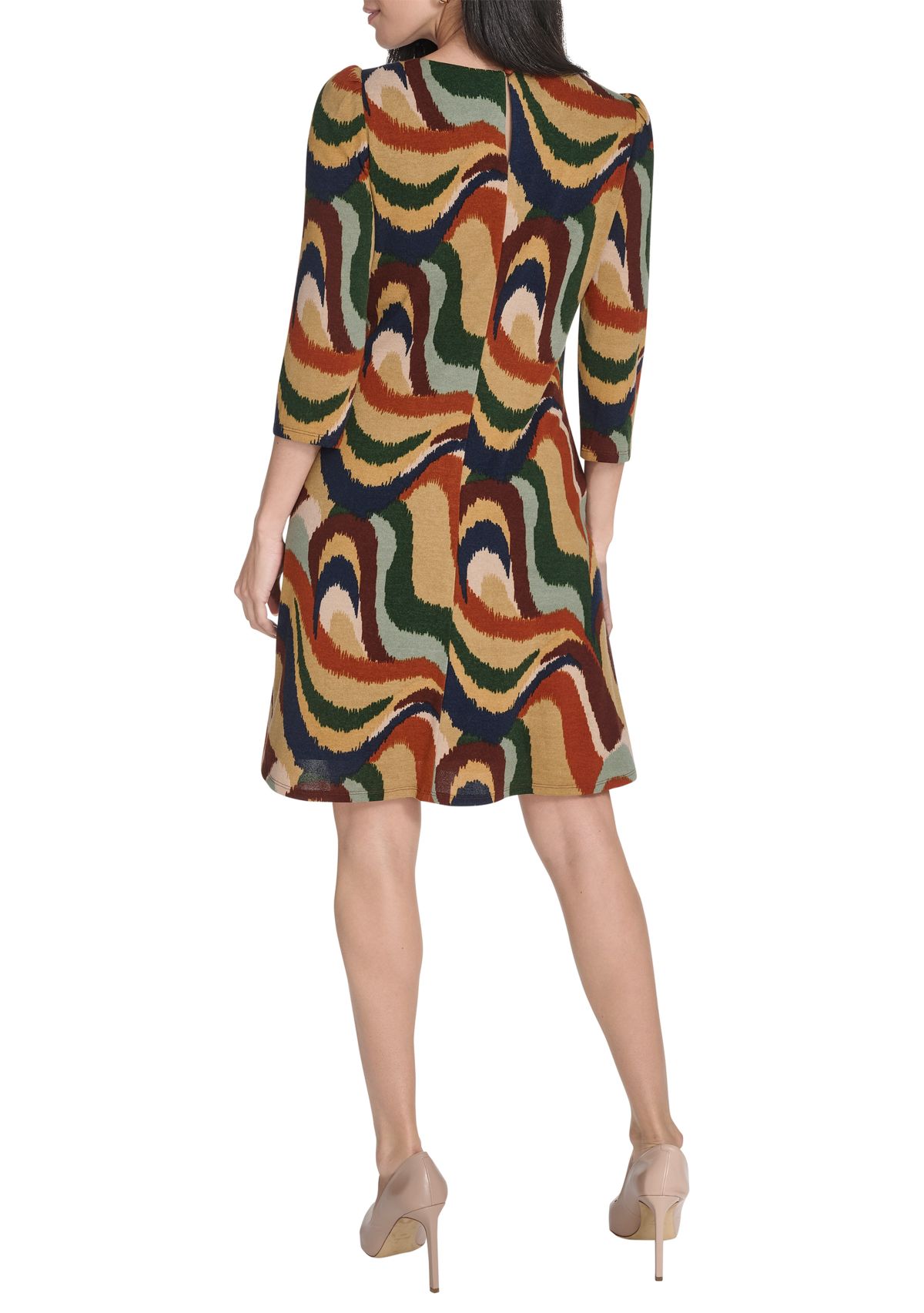 Womens Abstract Print A-Line Dress