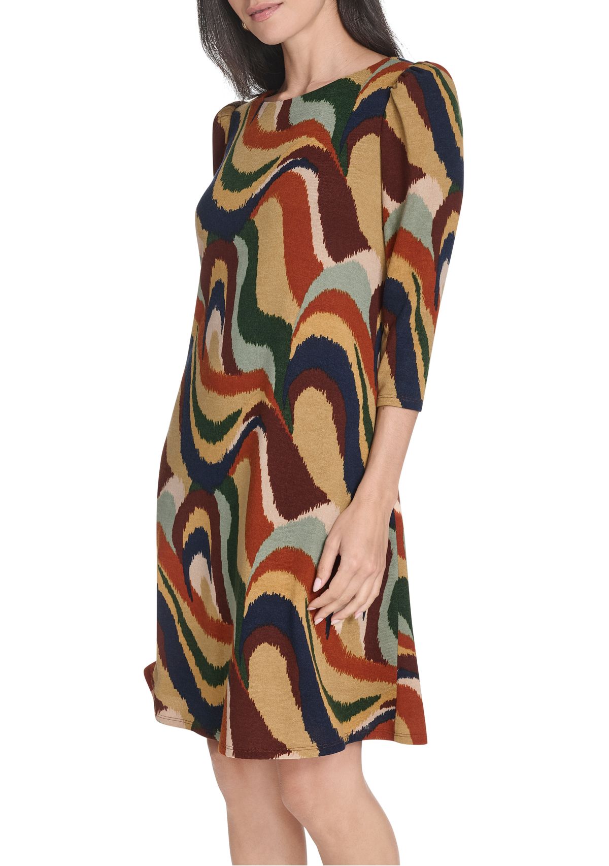 Womens Abstract Print A-Line Dress