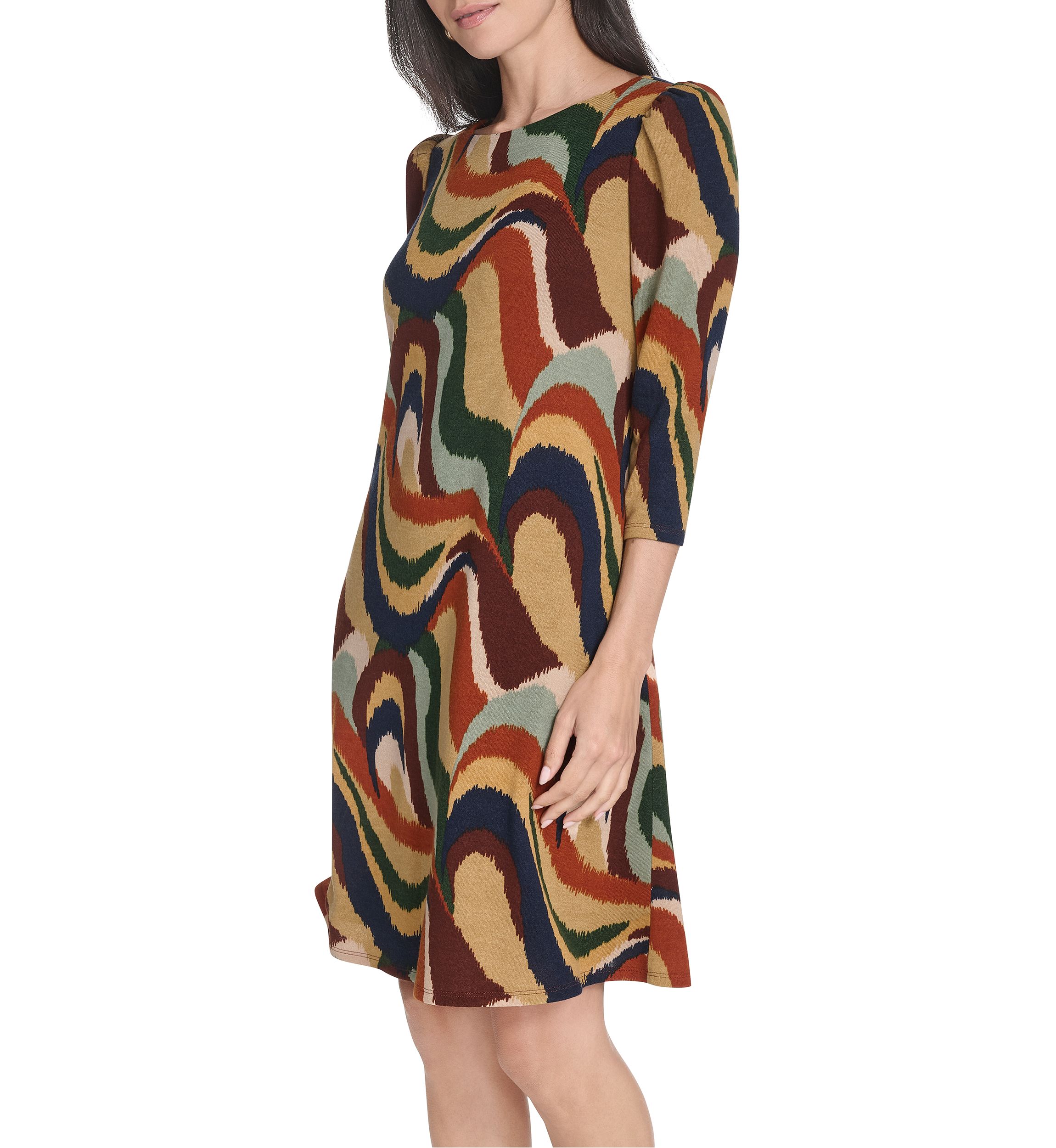 Womens Abstract Print A-Line Dress