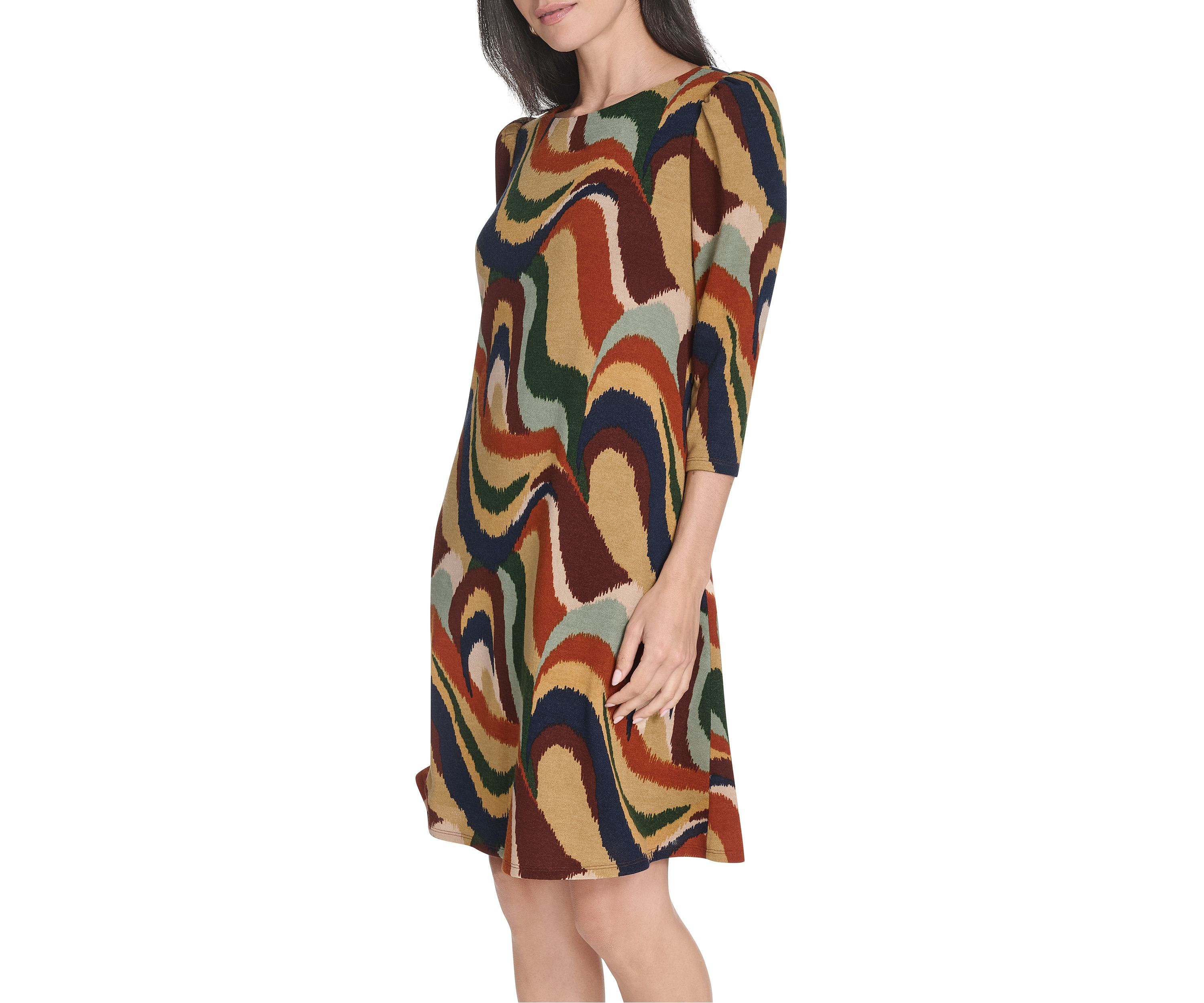 Womens Abstract Print A-Line Dress