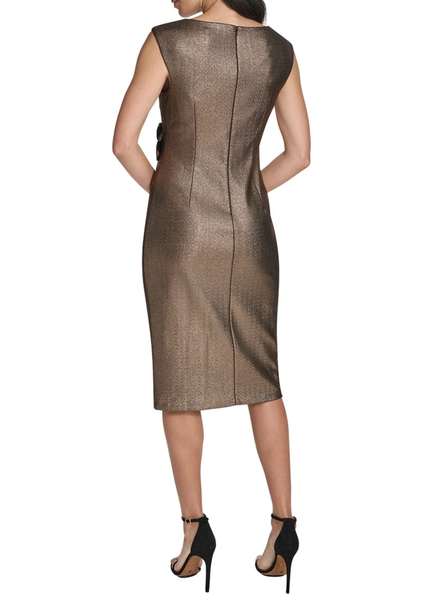 Womens Short Sleeve Boat Neck Solid Knit Slim Dress