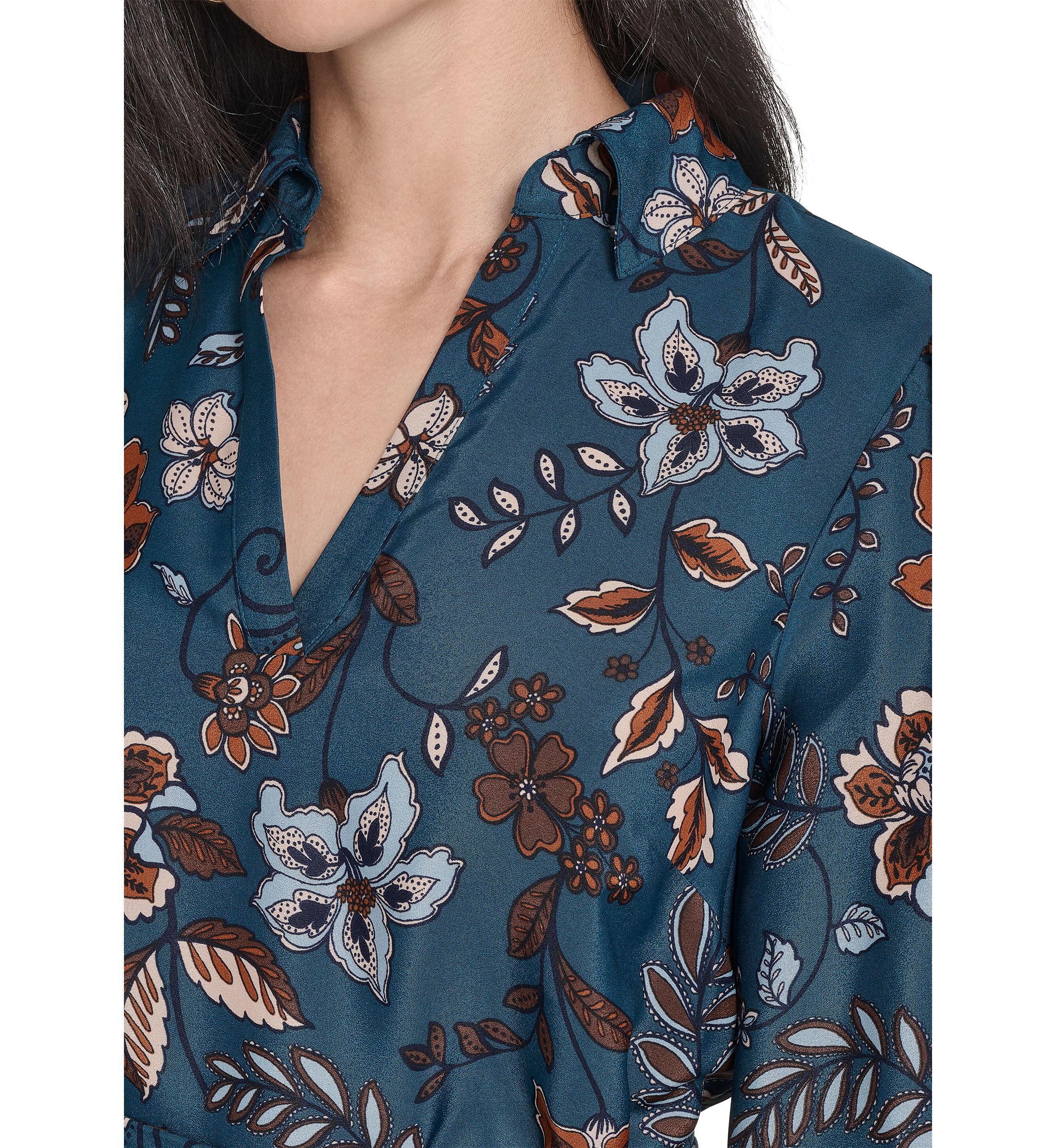Womens Collared Neck Floral Print Dress
