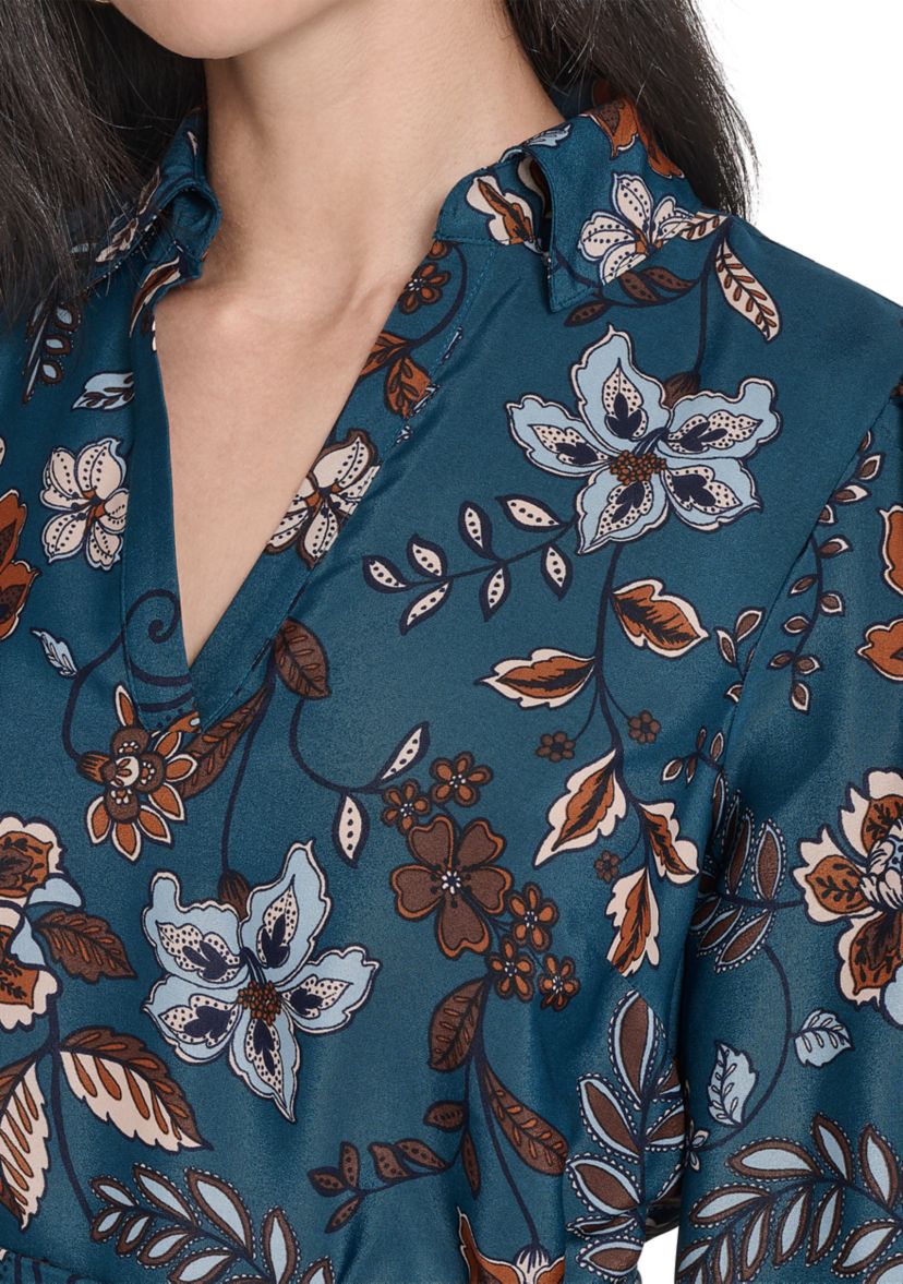 Womens Collared Neck Floral Print Dress