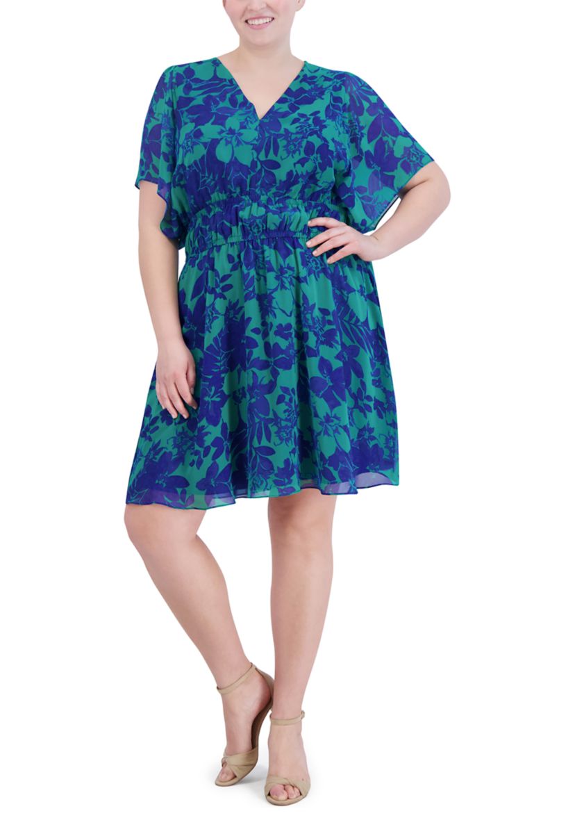 Plus Size Printed Chiffon Dress