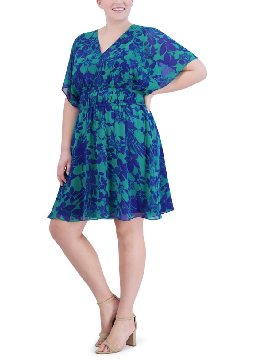 Plus Size Printed Chiffon Dress