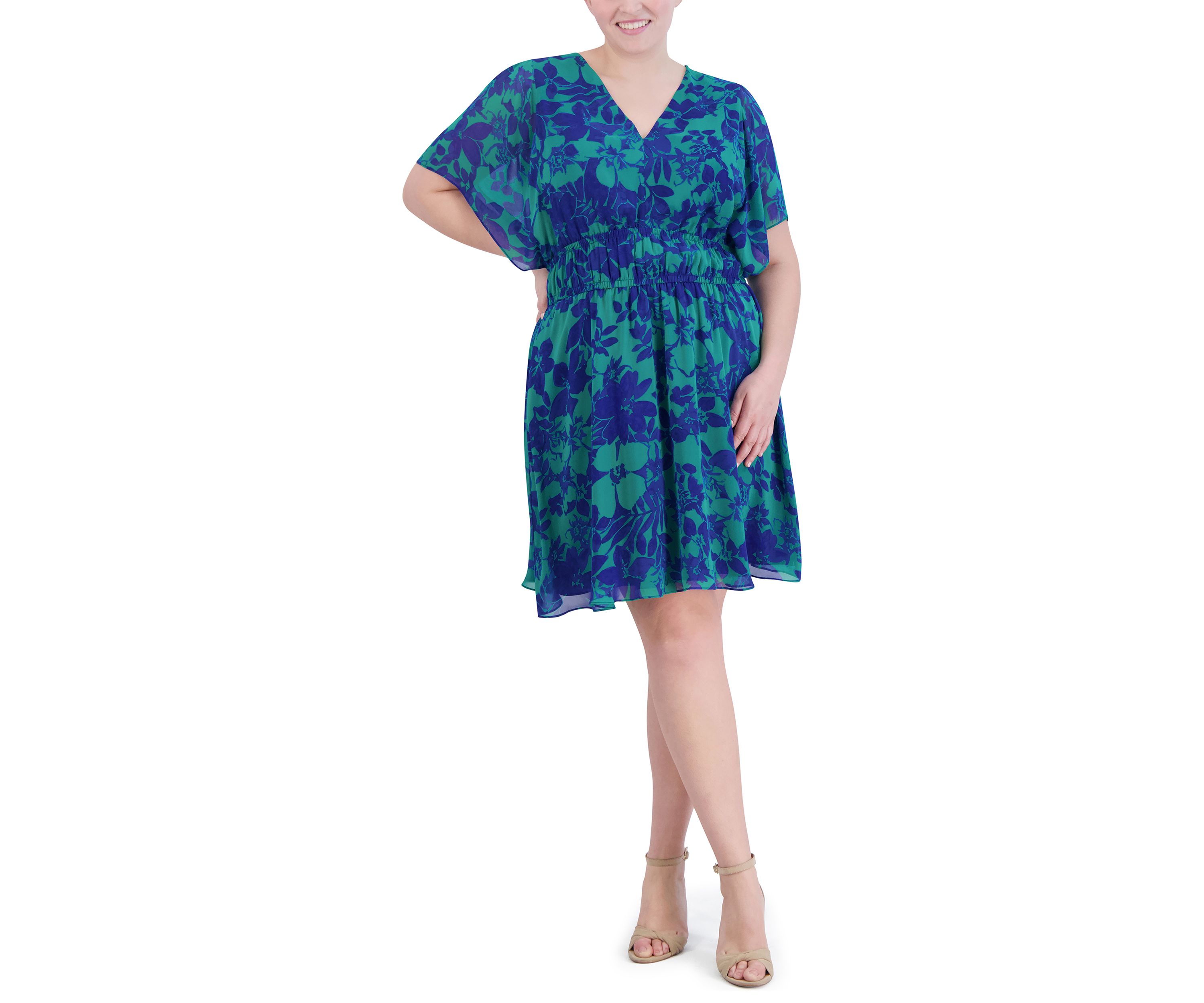 Plus Size Printed Chiffon Dress