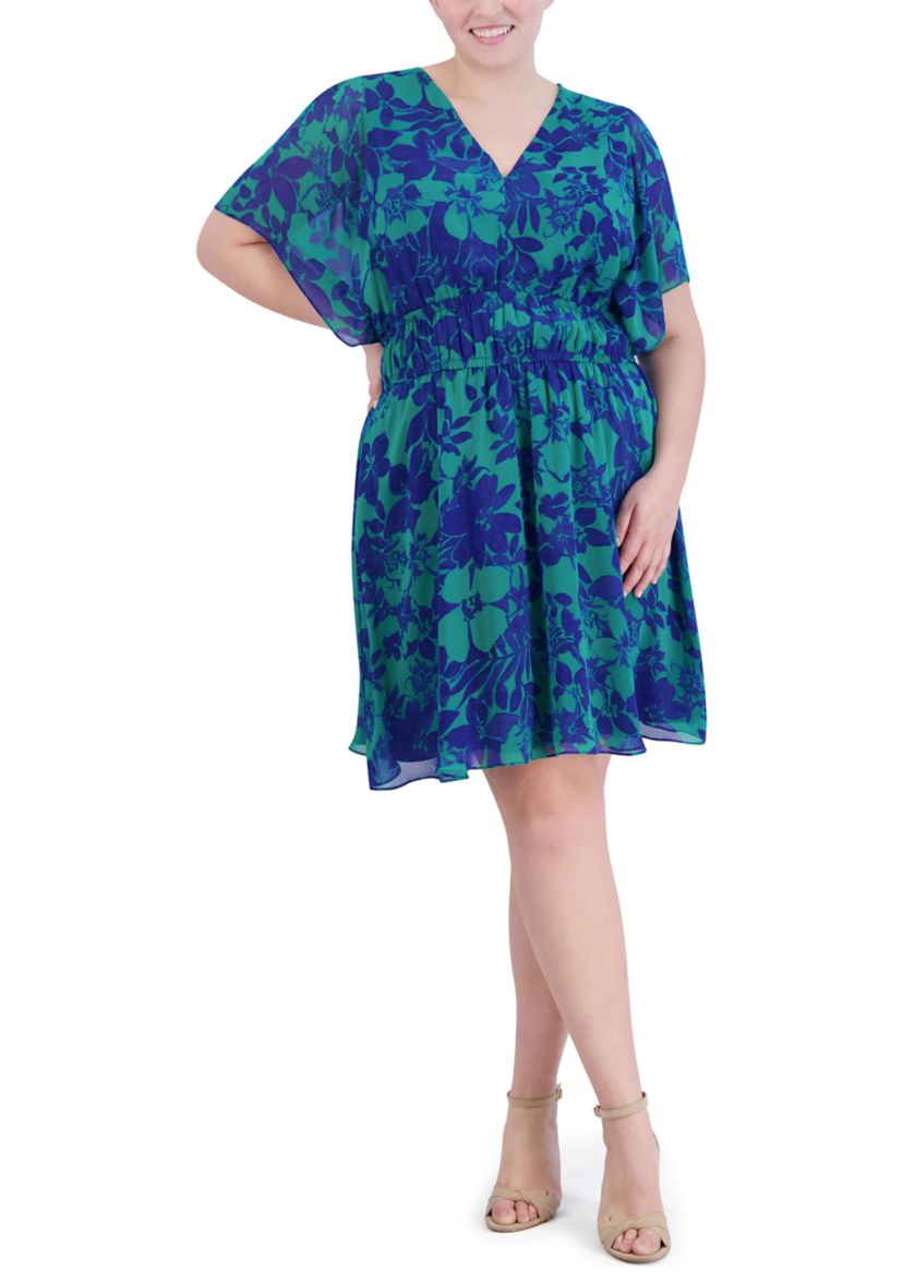 Plus Size Printed Chiffon Dress