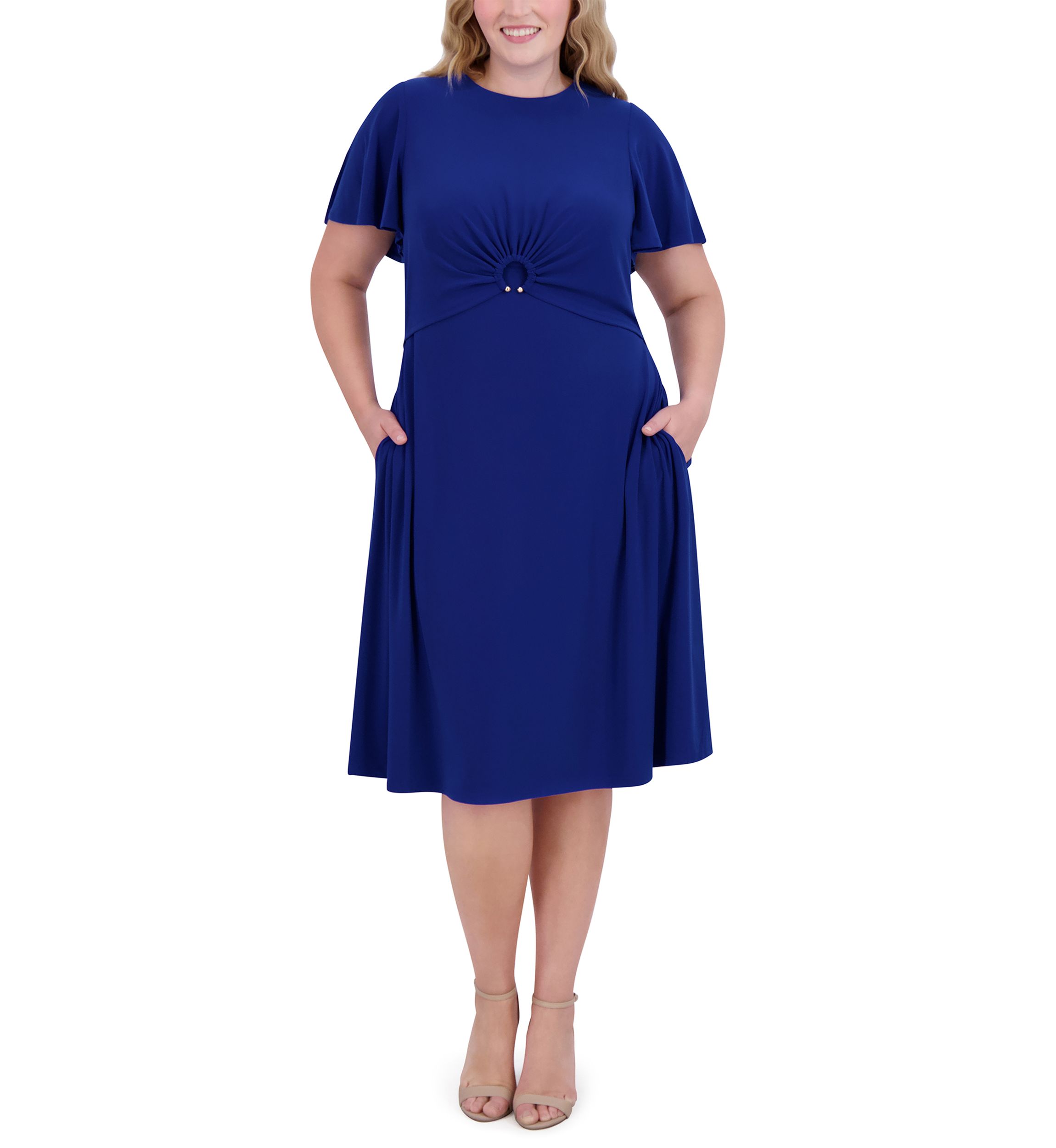 Plus Size Short Sleeve Fit and Flare Dress